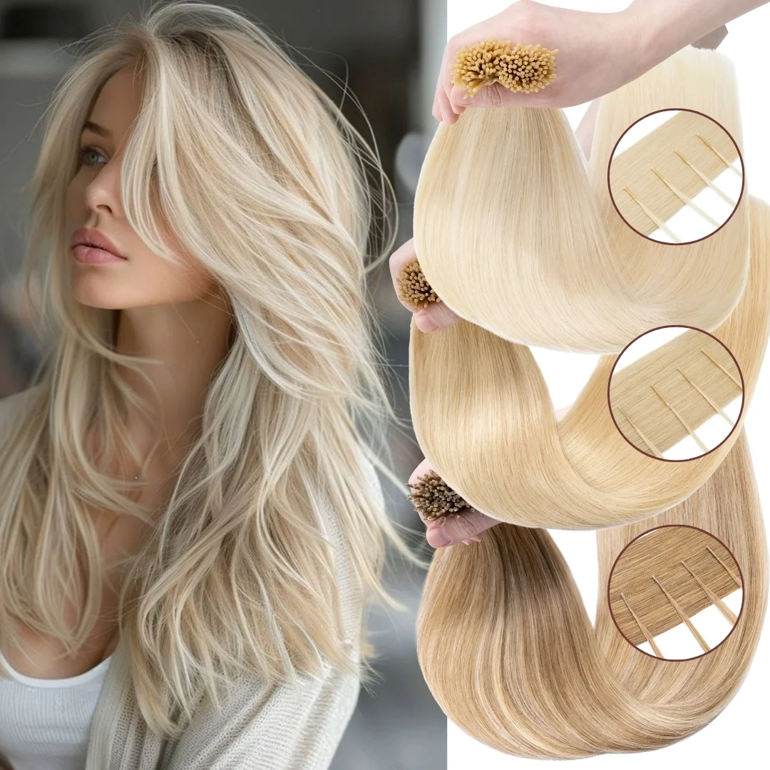 Benehair 100% Real Remy Human Hair Extensions 1g I Tip Hair Stick Tip Micro Ring Beans Pre Bonded Hair 100g Women Straight Black