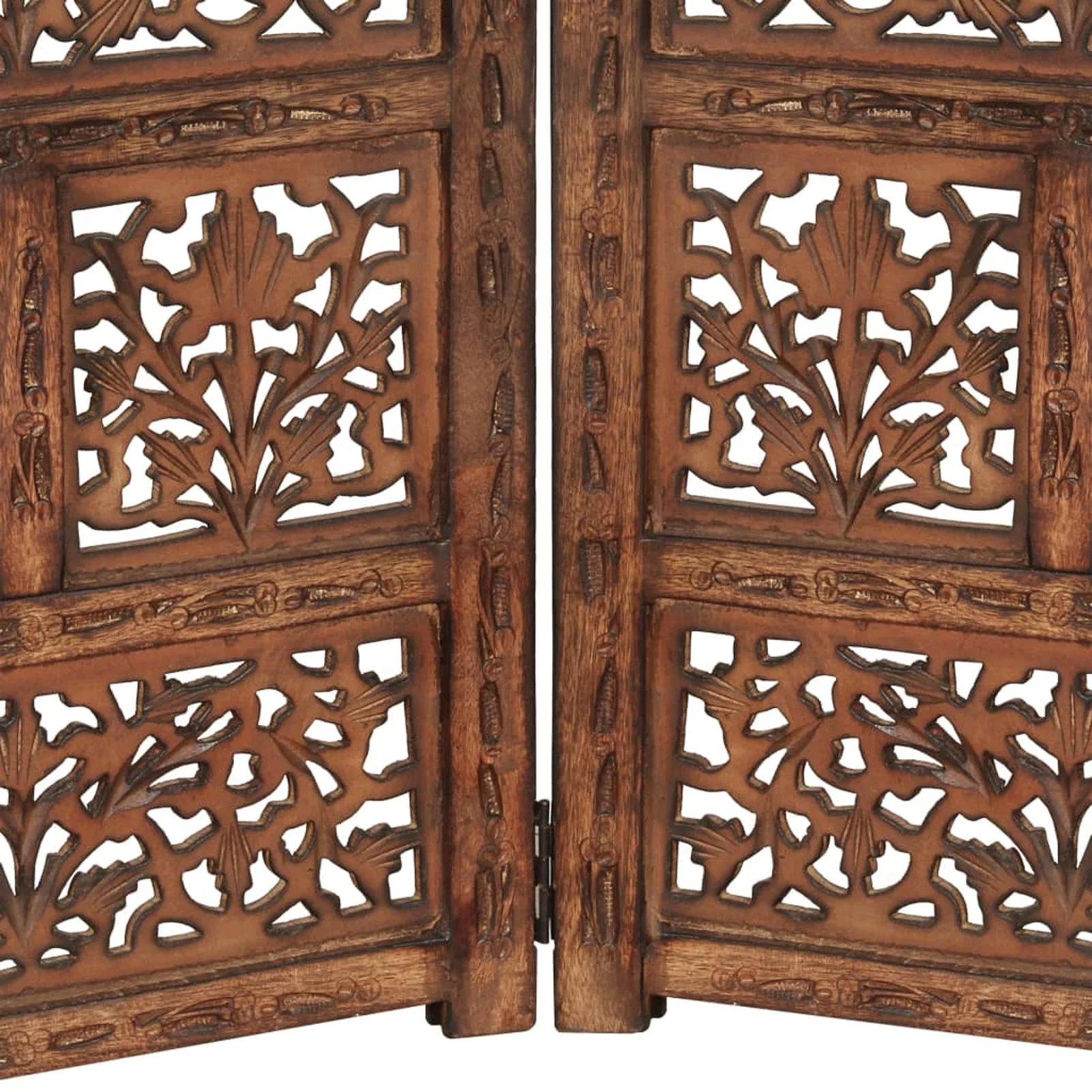 Hand carved 4-Panel Room Divider Brown 63