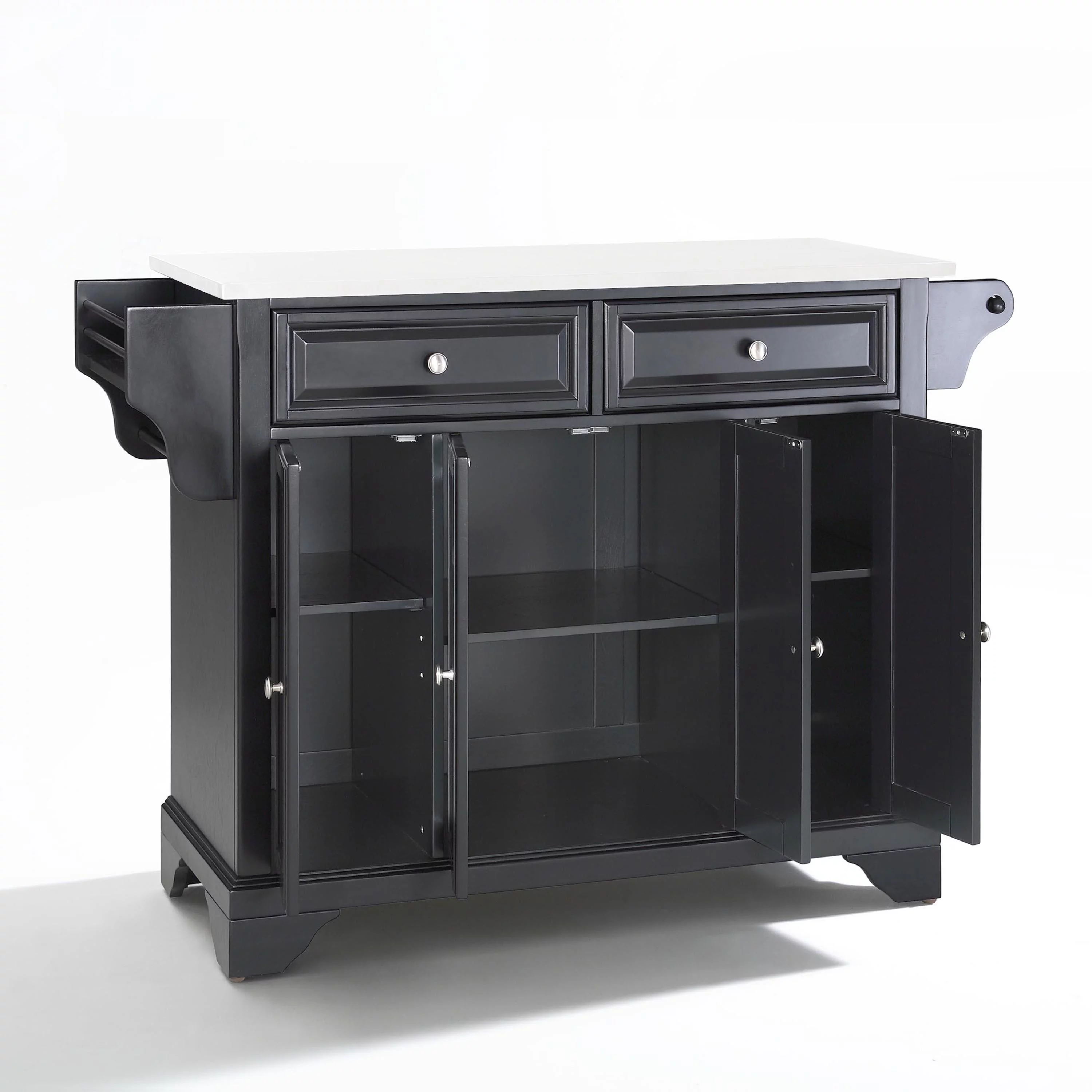 Crosley Furniture Lafayette Wood Granite Top Kitchen Island in Matte Black