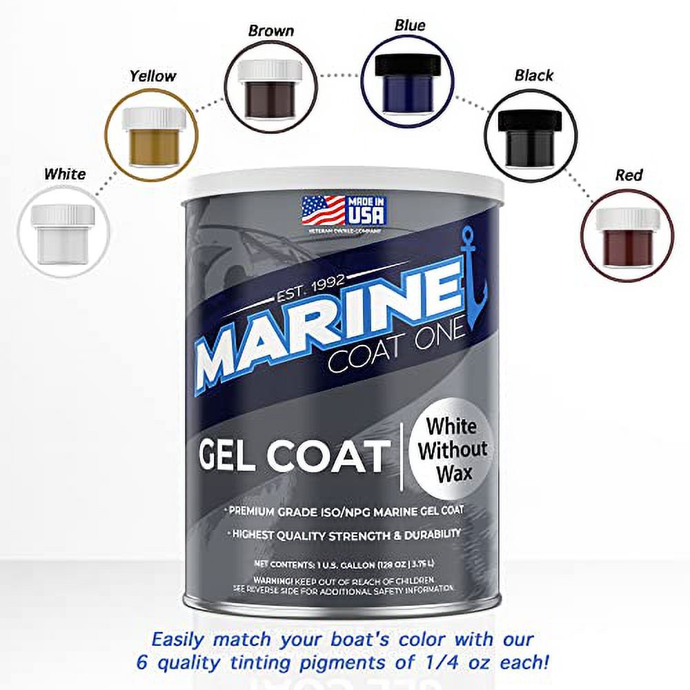 Marine Coat One Premium Gelcoat with Color Pigments, White without Wax (Gallon)
