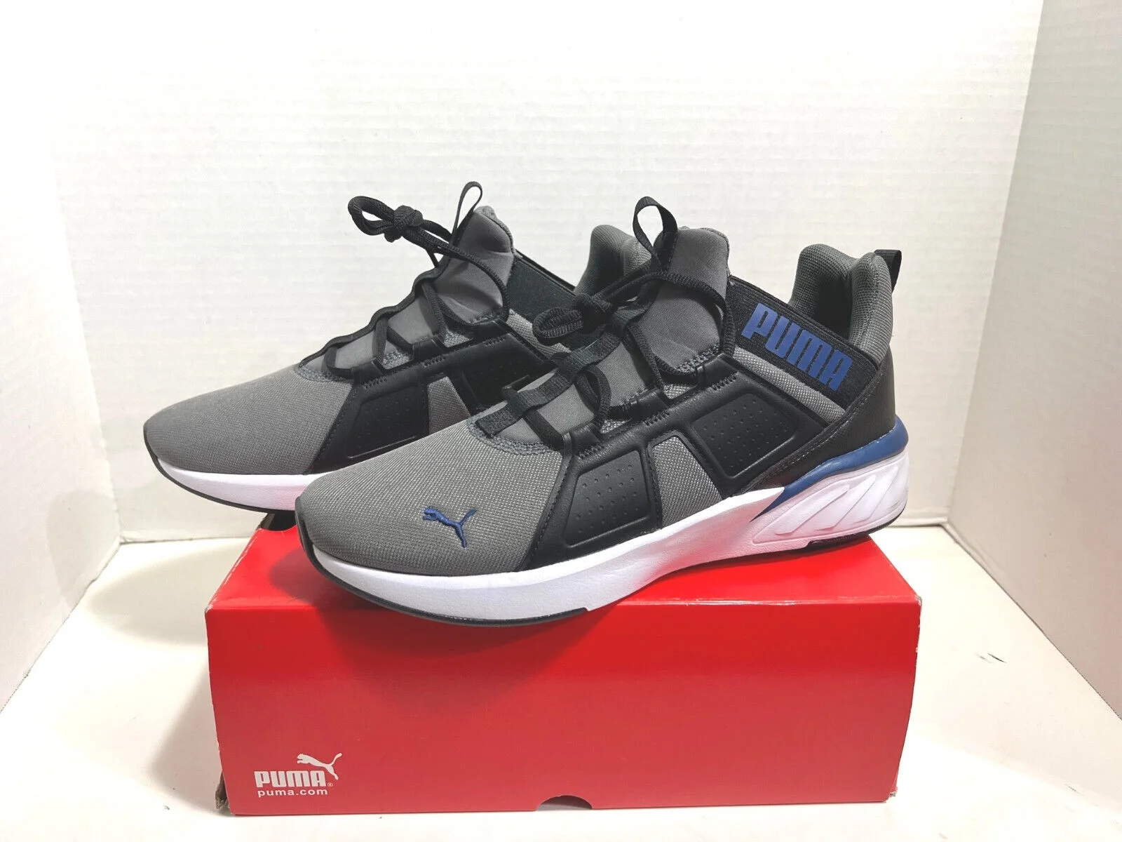 PUMA SOFTRIDE ENZO LOW SLIP-ON SNEAKER TRAINERS MEN SHOES GREY/BLACK SIZE 10 NEW