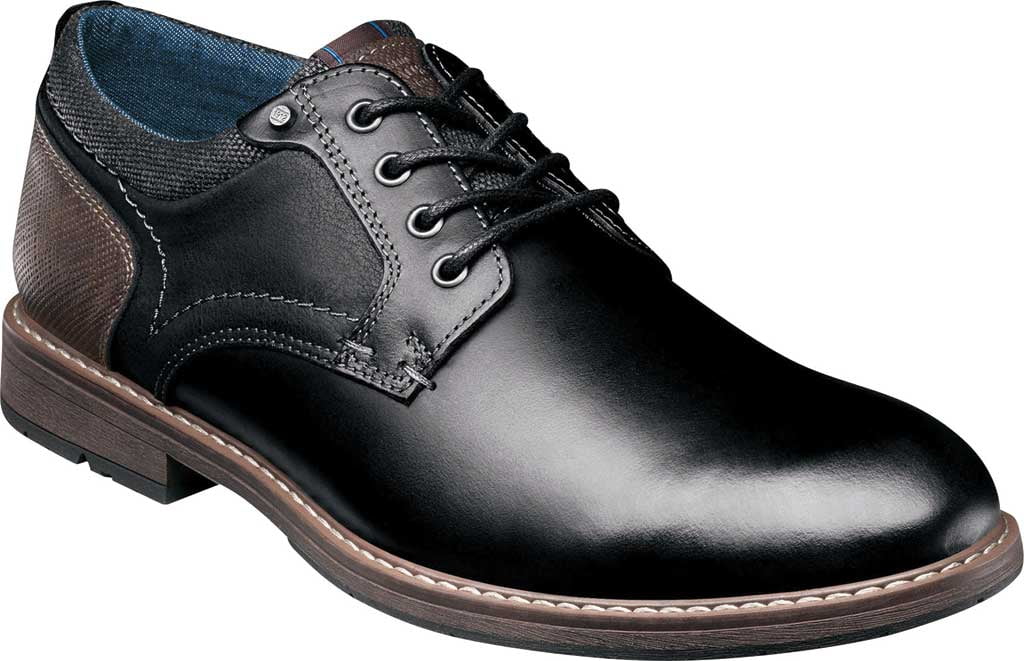Men's Nunn Bush Fuse Plain Toe Oxford Black Multi Leather 9 W