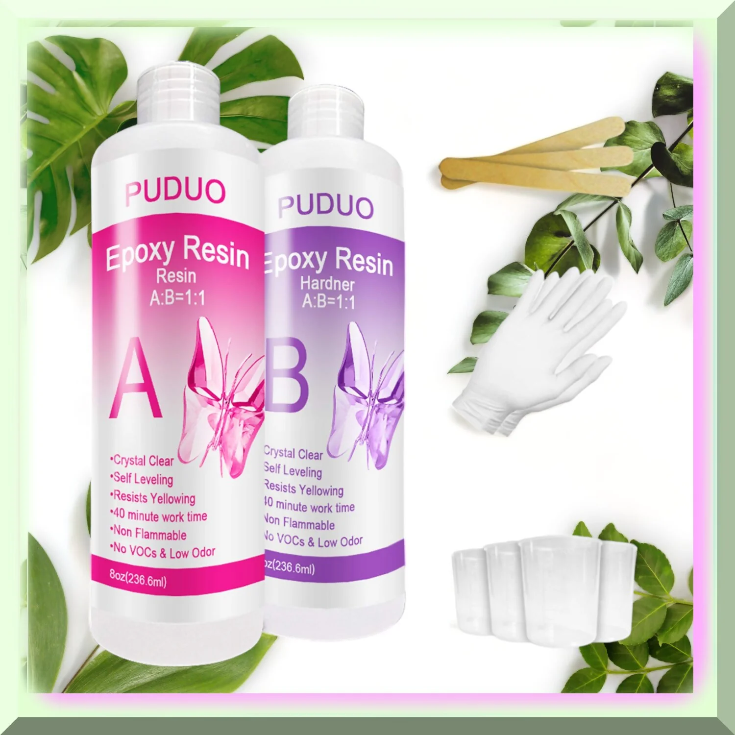 Artisan's Choice Crystal Clear Epoxy Resin Kit - 16oz Art, Jewelry, Coating - Includes 8oz Resin, 8oz Hardener, Bonus Measuring Cups, Sticks, Gloves