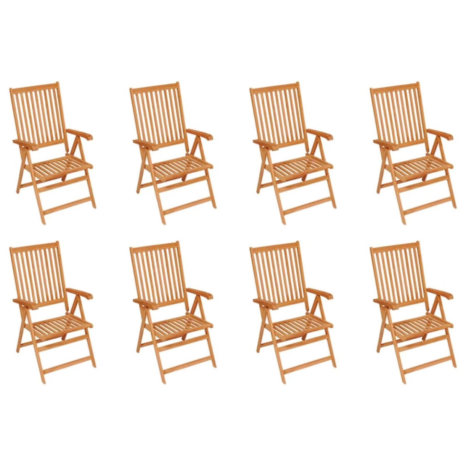Dcenta Reclining Patio Chairs with Cushions 8 pcs Solid Teak Wood
