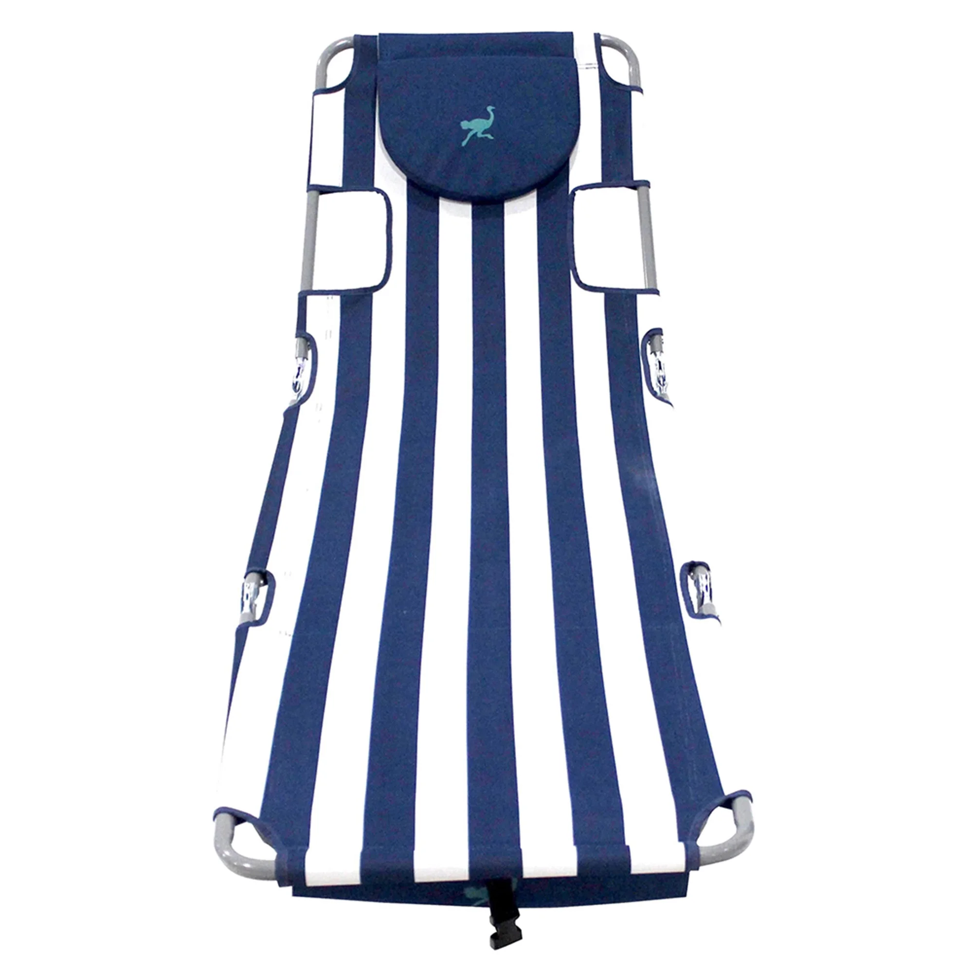 Ostrich Backpack Chaise Beach Chair and On-Your-Back Chair, Striped Blue