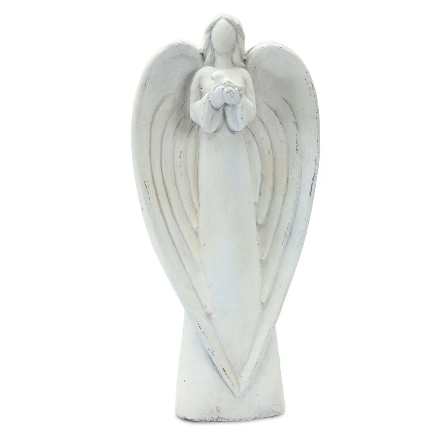 Melrose International Stone Garden Angel Statue with Bird Accent (Set of 2)