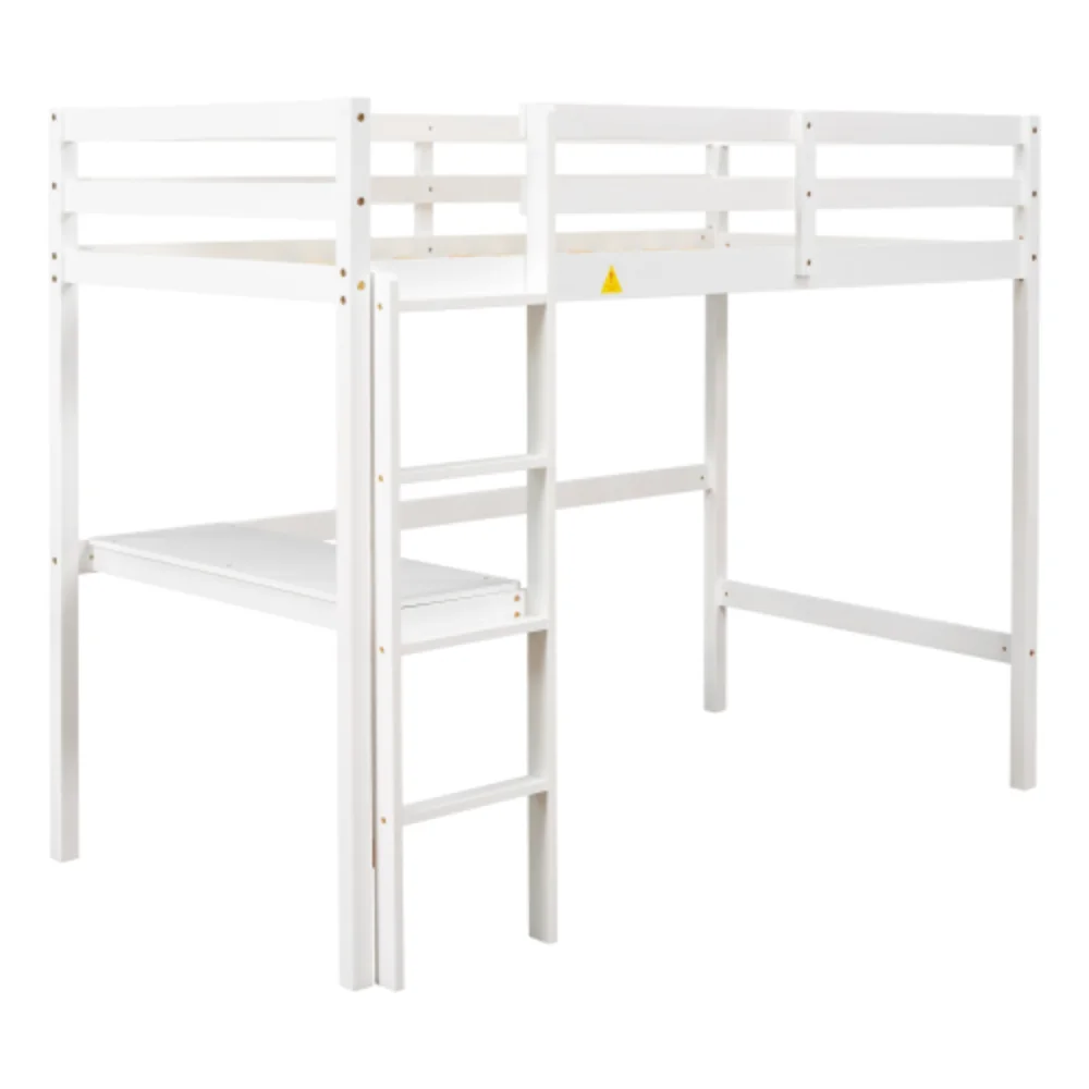 Twin Loft Bed with built-in desk,White