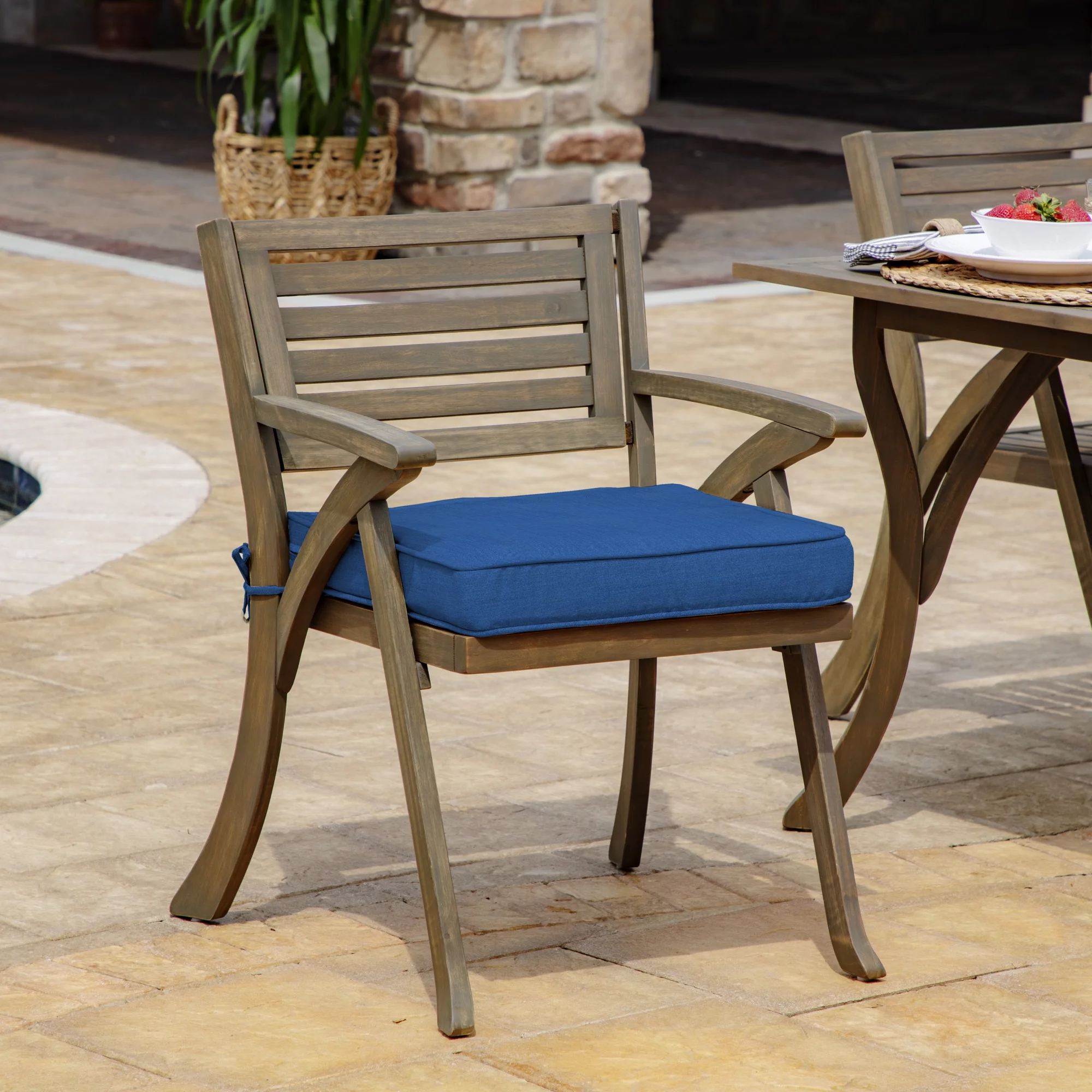 Arden Selections ProFoam EverTru Acrylic 20 x 20 x 3.5 Inch Outdoor Dining Chair Cushion, Blue