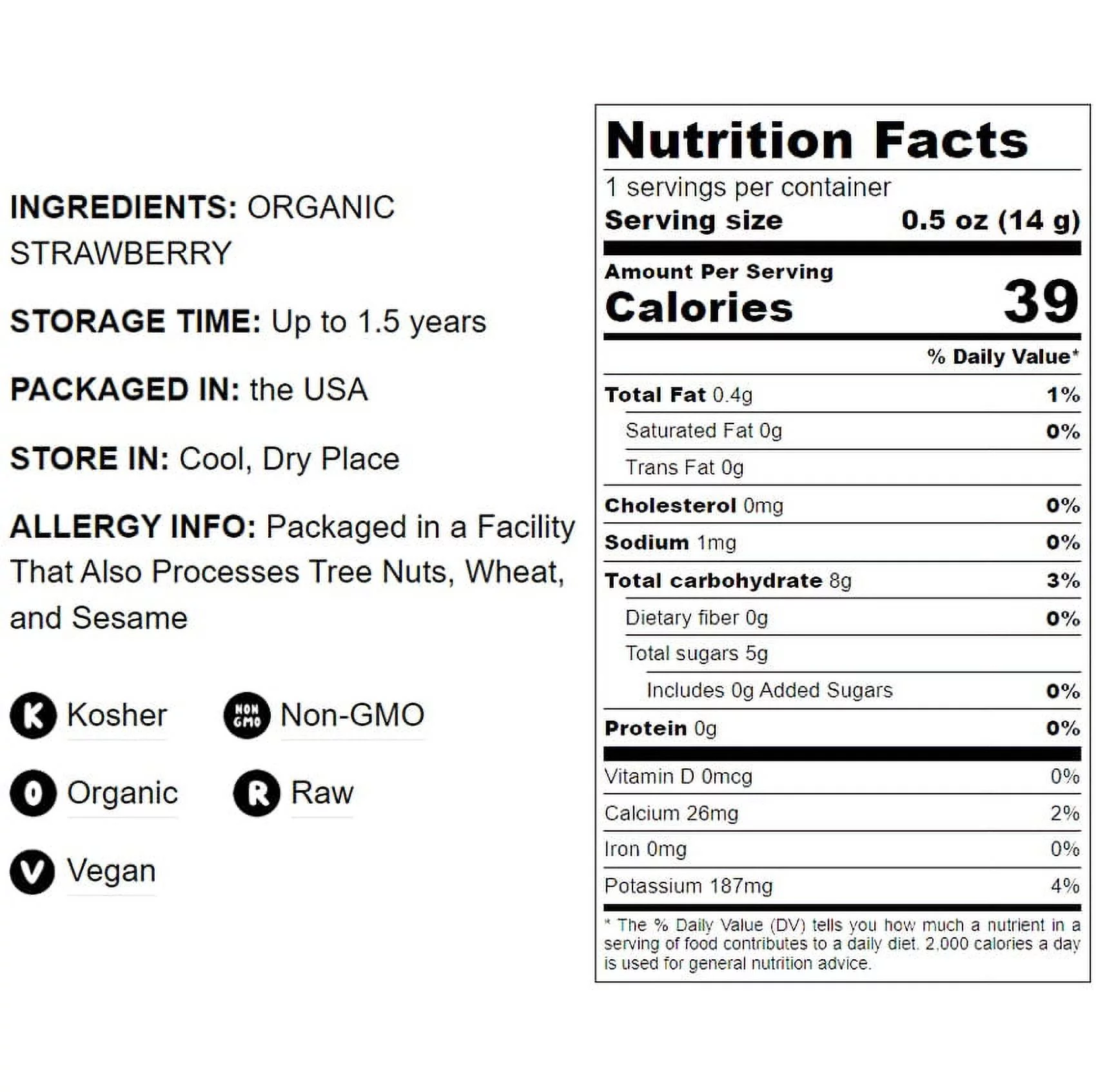 Organic Strawberry Powder, 1.5 Pounds — Non-GMO, Vegan, Raw — by Food to Live