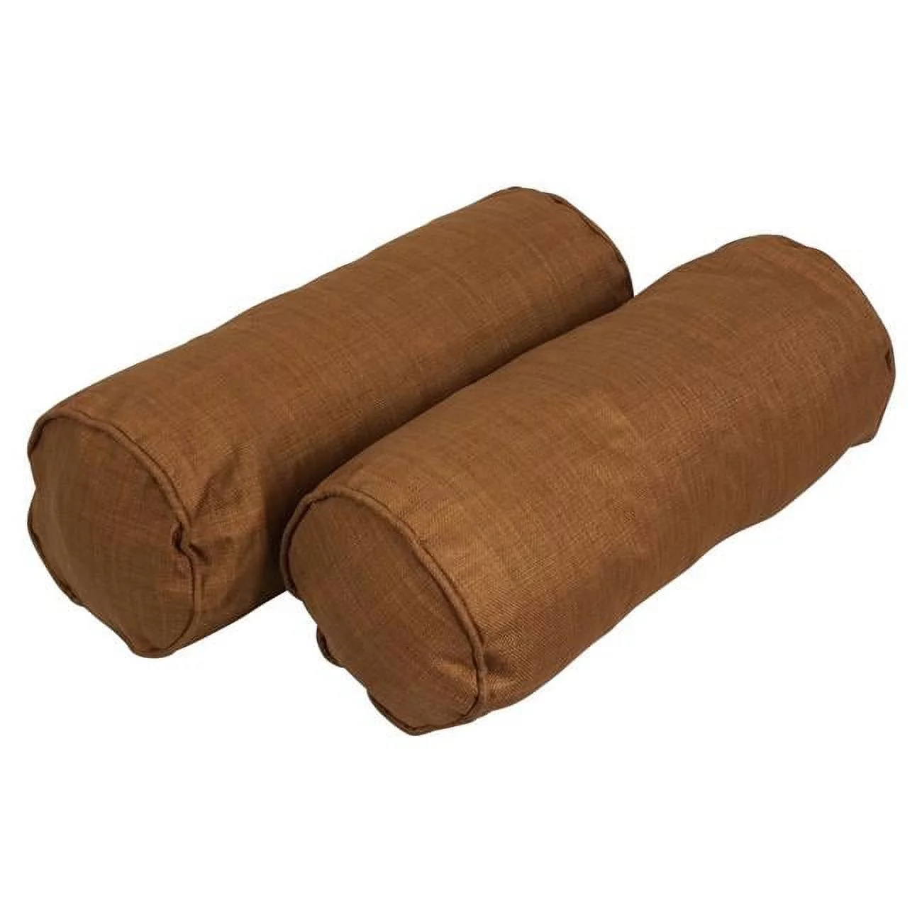 Blazing Needles  20 x 8 in. Double-Corded Spun Polyester Bolster Pillows with Inserts, Mocha - Set of 2