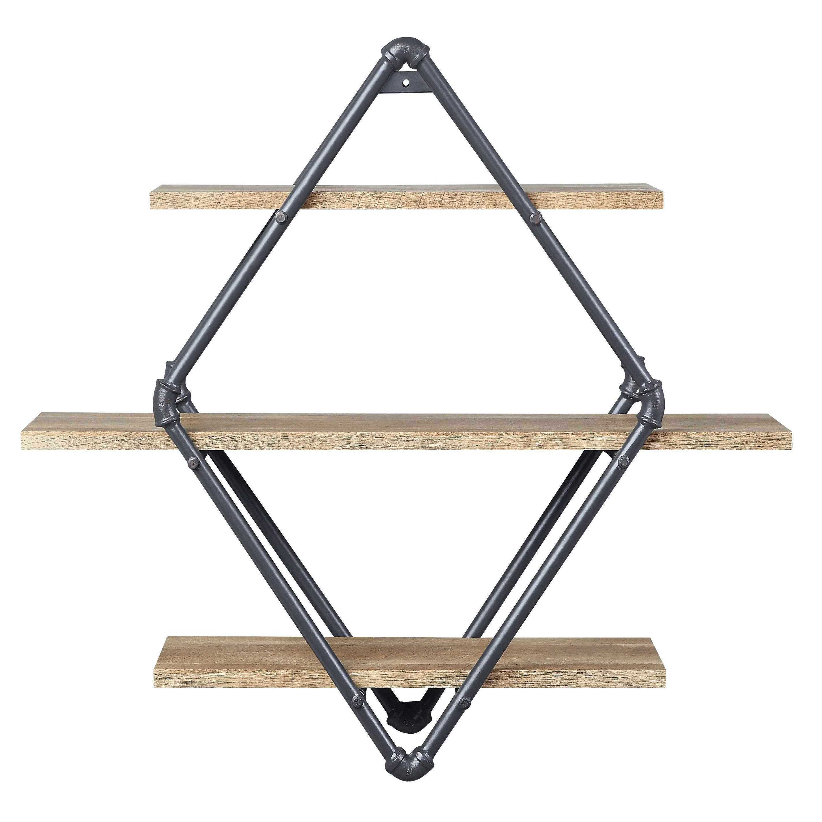 Mankato Oak and Sandy Black 3-Tier Wall Shelf