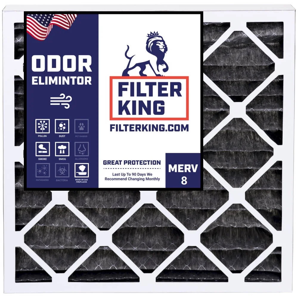 Filter King 17.25x19.25x1 Air Filter | 4-PACK | Carbon MERV 8 HVAC Pleated A/C Furnace Filters | MADE IN USA | Actual Size: 17.25 x 19.25 x .75