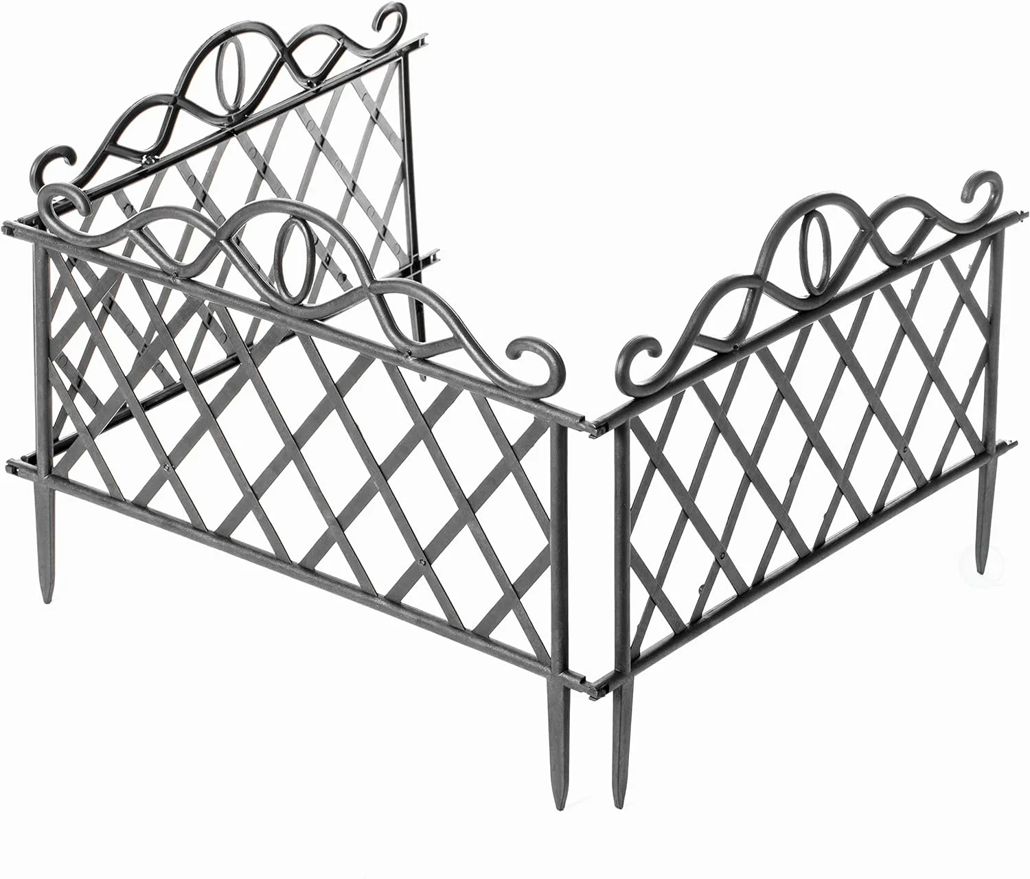 Plastic Garden Edging Border Fence, Flower Bed Barrier, Set Of 3, Black