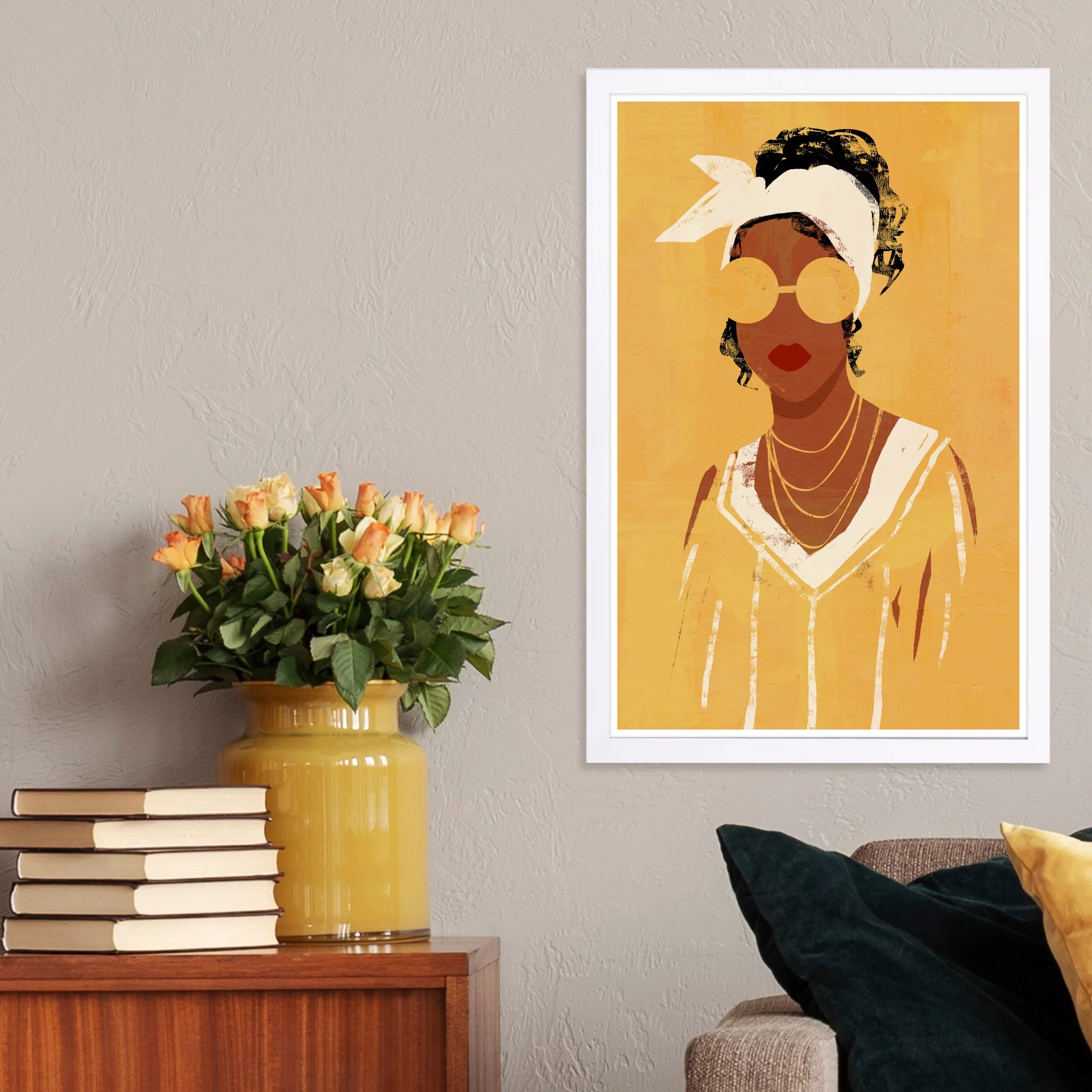 Wynwood Studio 'Golden Radiance' Fashion and Glam Framed Wall Art Print - Yellow, Gold