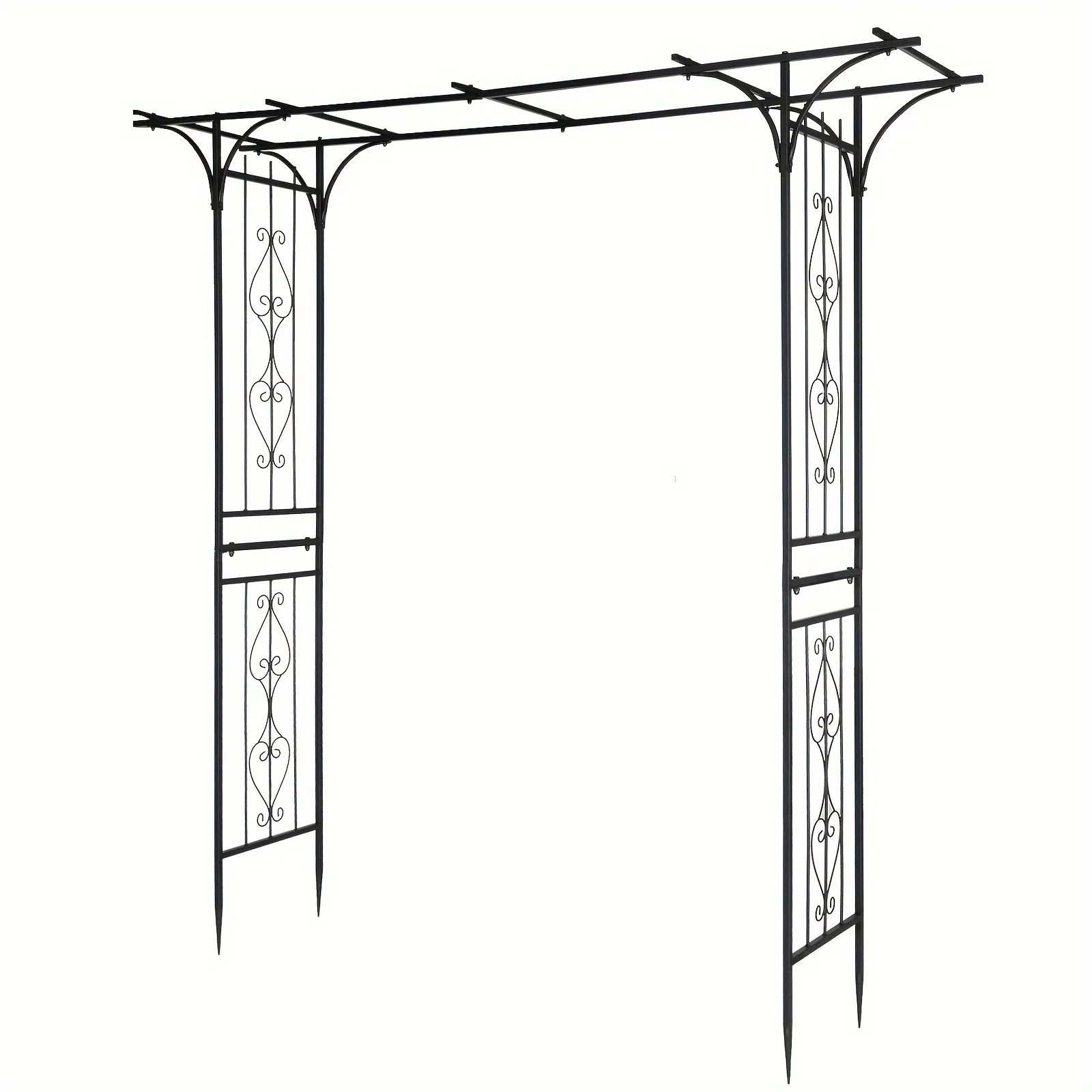 7FT Metal Garden Flower Arch Pergola Weddings Arbors Arch, Iron16mm Tube Flat Top Courtyard Iron Arch for Climbing Plants, Wedding,Outdoor Patio Décor, Black