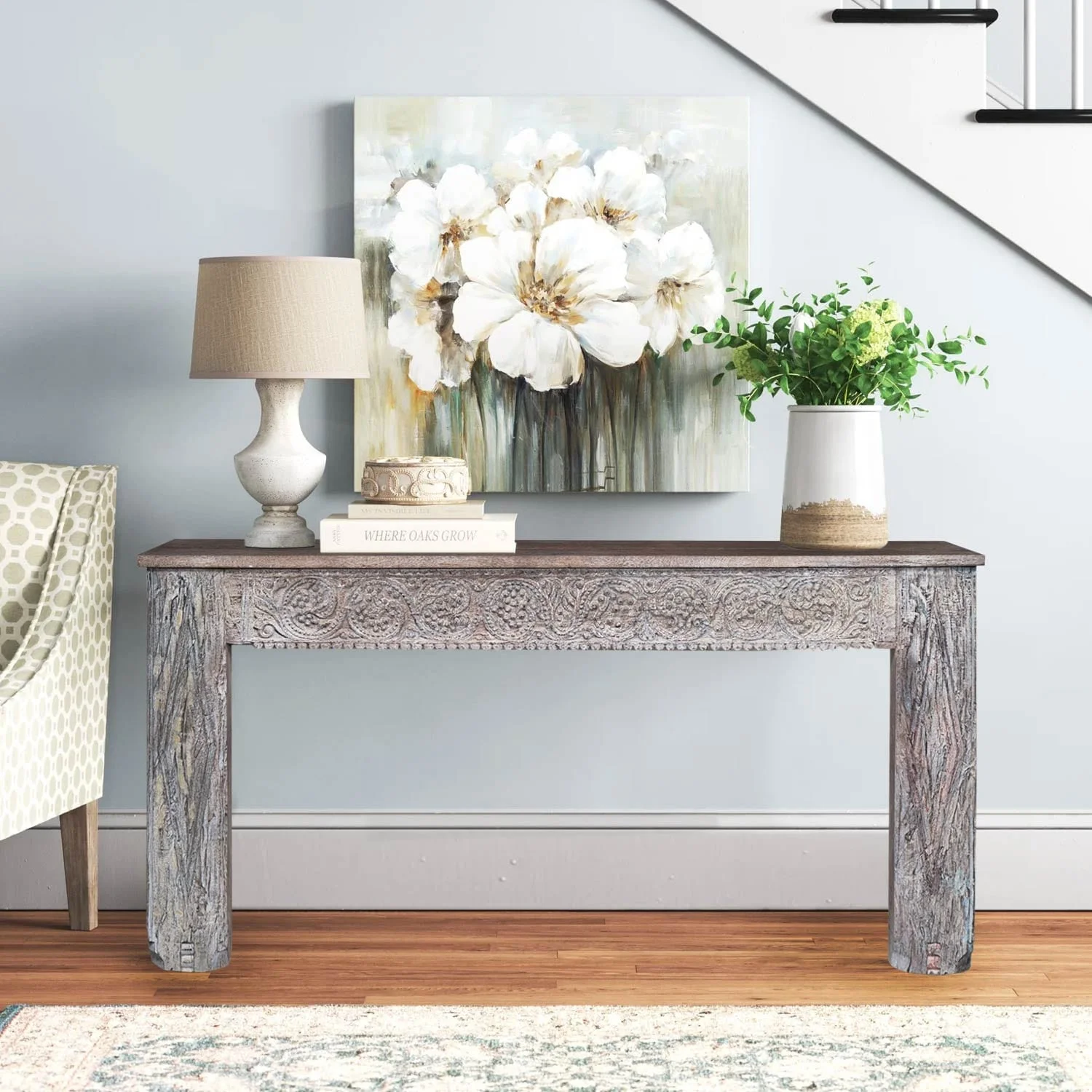 Antique Carved Doorframe Upcycled Distressed White 62