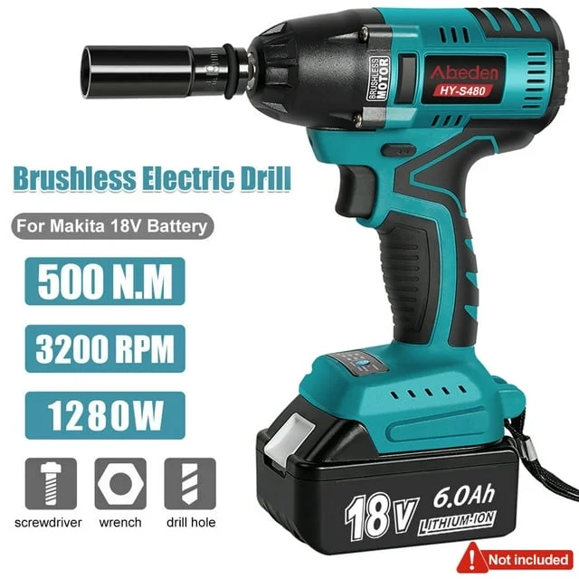 SUNBAT Cordless Impact Wrench 1/2'' Compatible with 18V Makita Battery (Brushless&No Include Battery)