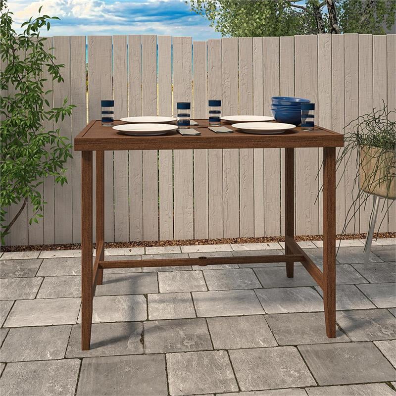Afuera Living Outdoor Living Patio Bar Table in Steel in Brown