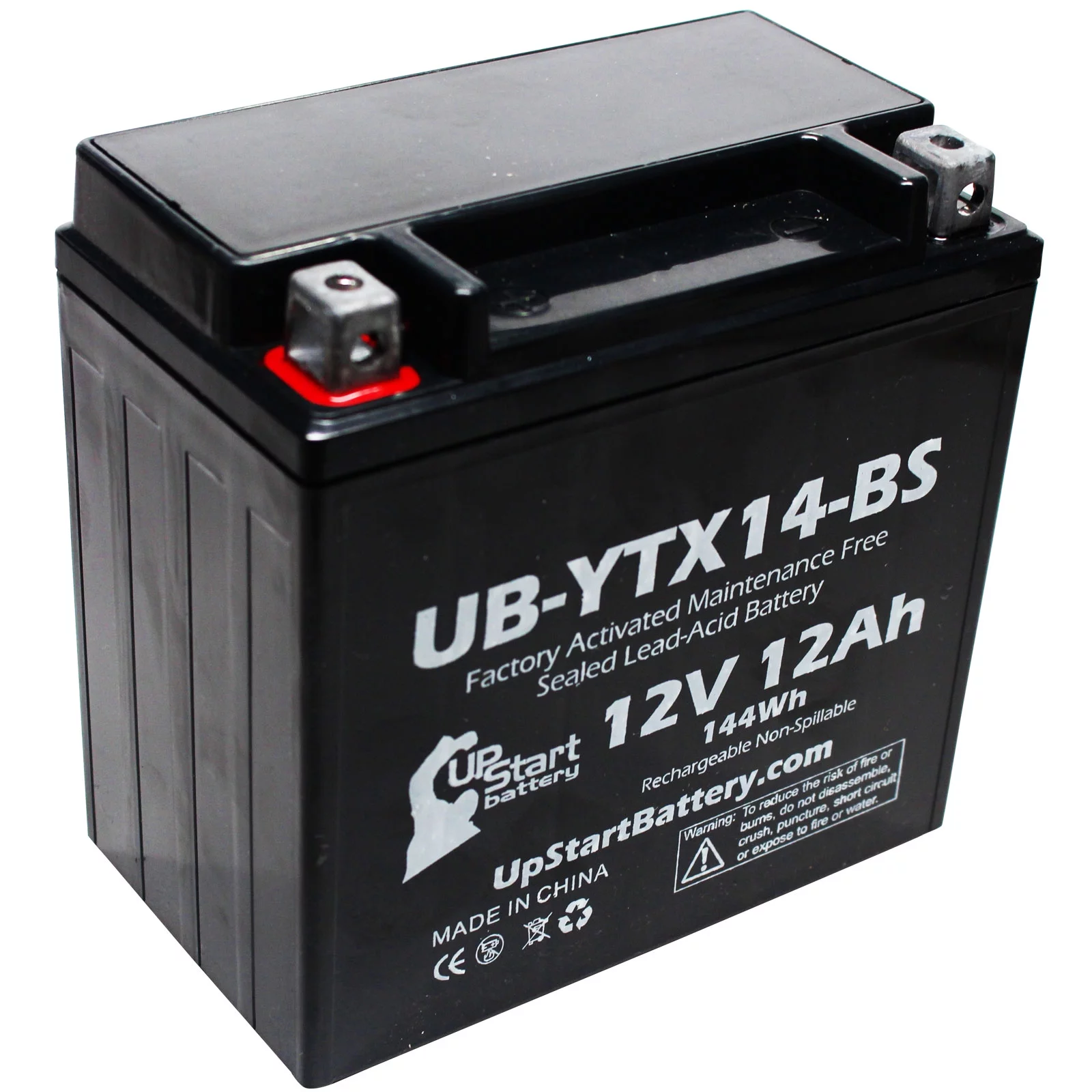 4-Pack UpStart Battery Replacement for 2004 Yamaha YFM66R Raptor 660 CC Factory Activated, Maintenance Free, ATV Battery - 12V, 12AH, UB-YTX14-BS