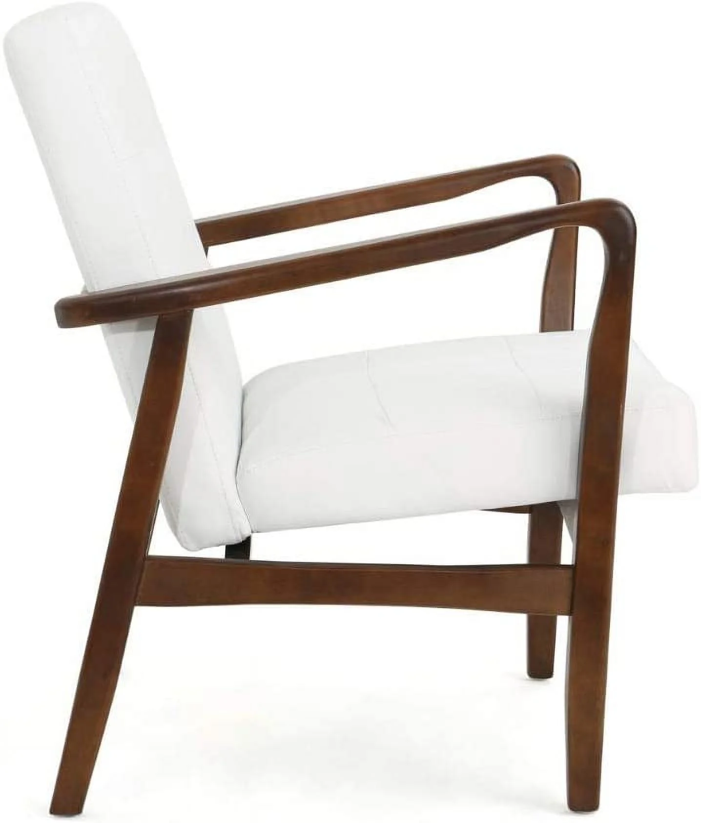 GDF Studio Conrad Century Modern Faux Leather Club Chair With Wood Frame, White And Dark Espresso