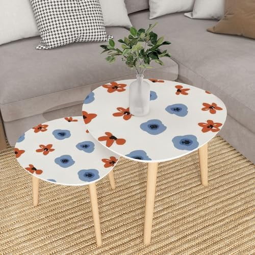 RSJIWOGZ Small Coffee Nesting  Gentle Trendy Pattern Small Scale Flower Millefleurs  Style Triangle End  Center   Modern   Room Bedroom Balcony