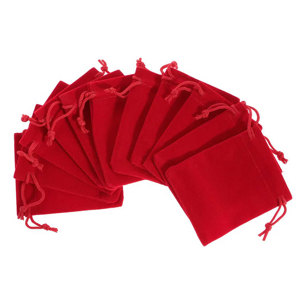 Abbraccia 6x10 pieces Velvet Bags Wedding Party Gift Drawstring Jewelry Pouches Red