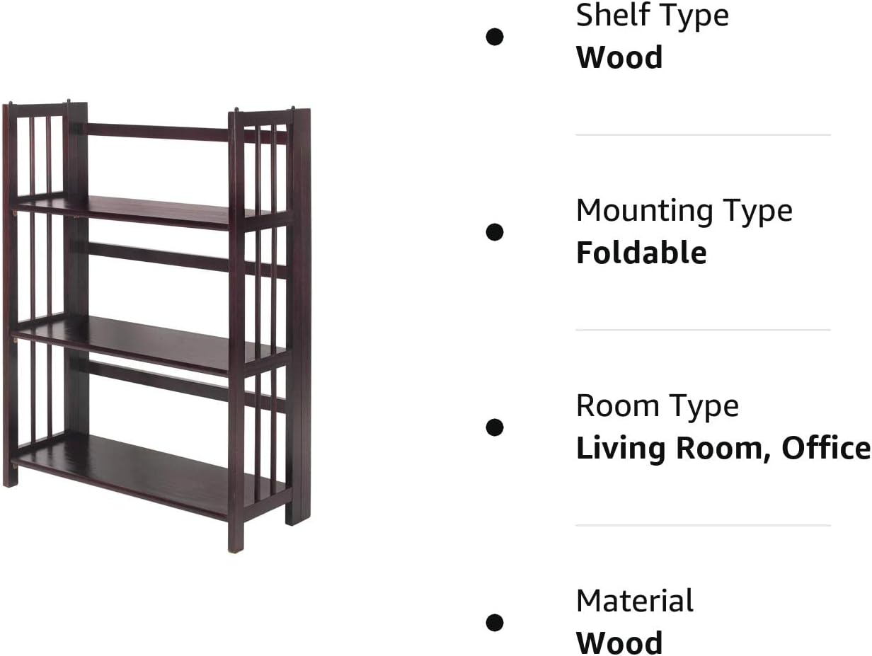 3 Shelf Folding Stackable Bookcase, 27.5