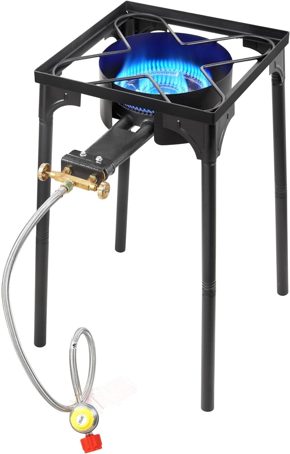 YILAN Outdoor Camping Stove with Propane Tank, 2 Burner Stove for Camping, Picnic, Tailgating, 18,500 BTU High Pressure Stove with CSA Listed Regulator and Gas Hose