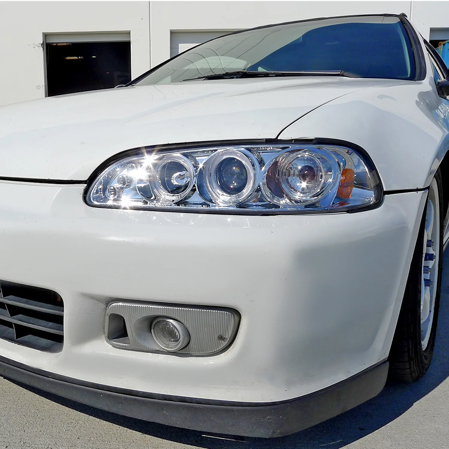 Spec-D Tuning Dual Halo Projector Headlights Black + H1 Xenon 6000K Slim Compatible with Honda Civic 2/3Dr Left + Right Pair Headlamps Assembly