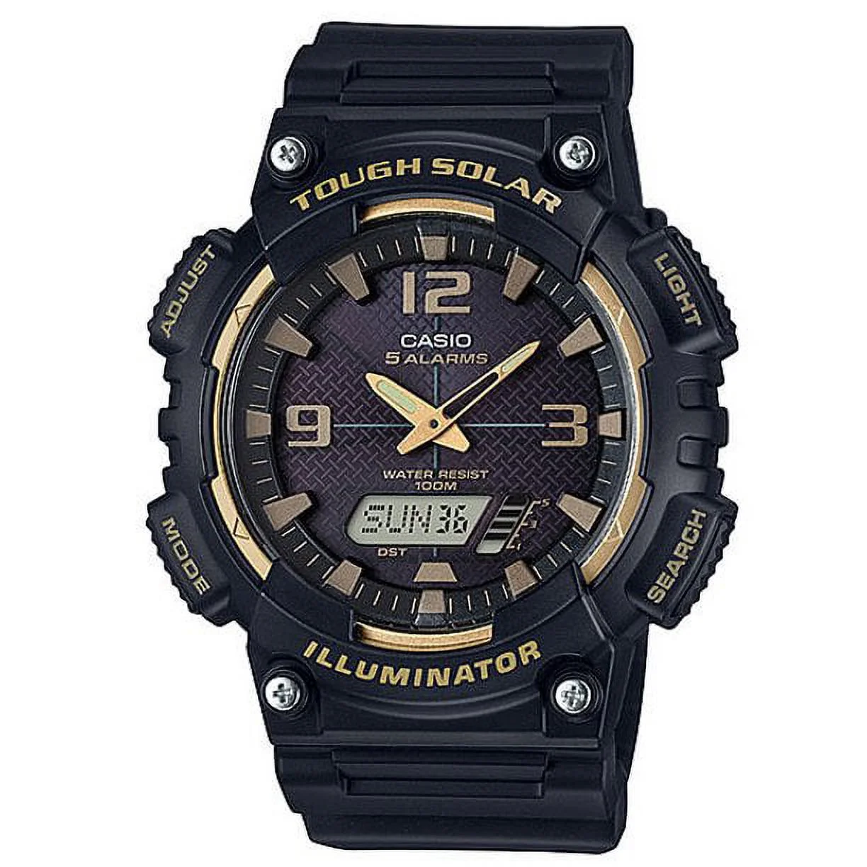 Casio AQS810W-1A3 Men's Black Solar Analog Digital World Time Sports Watch