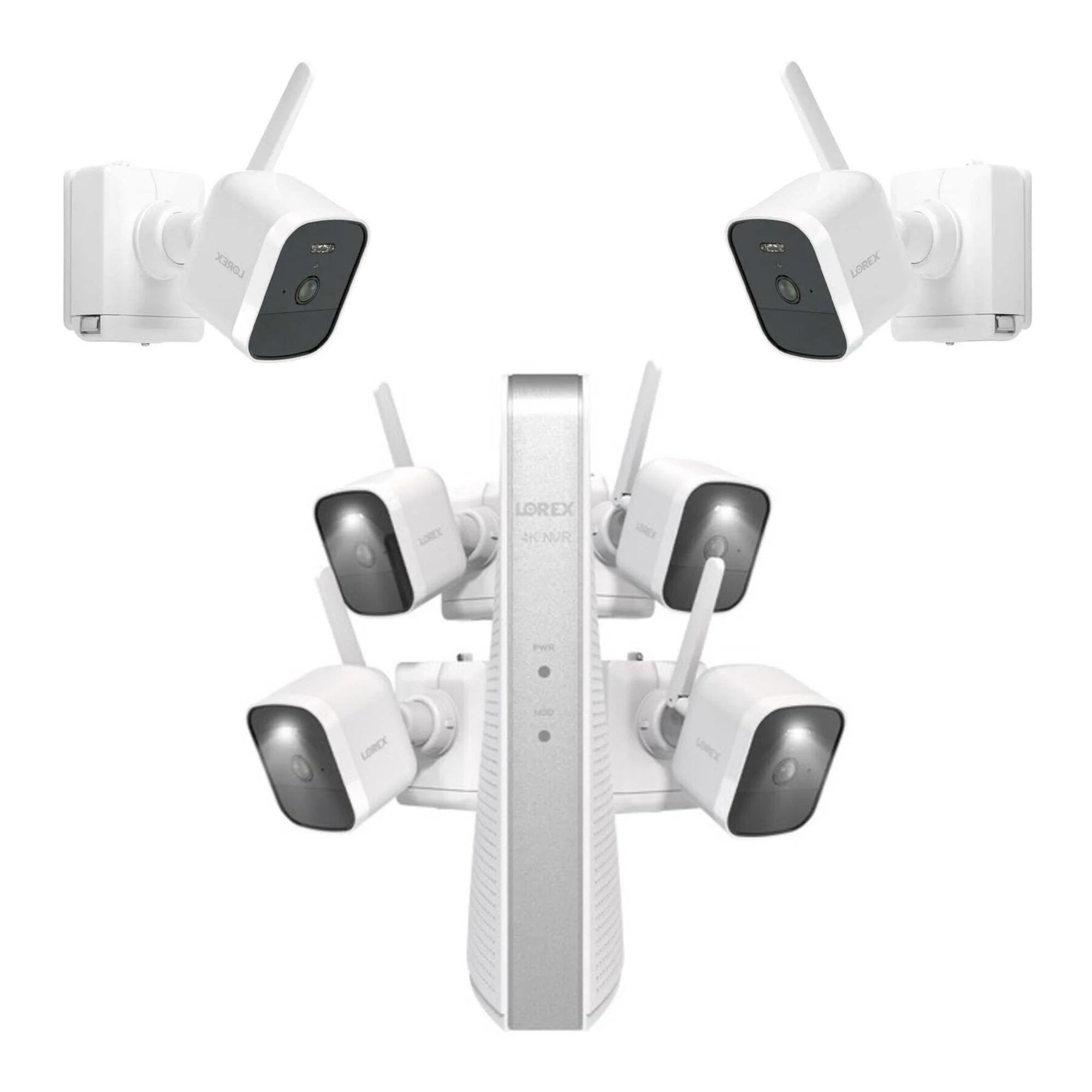 Lorex 4K NVR System with Six (6) Battery-Operated Cameras (White)
