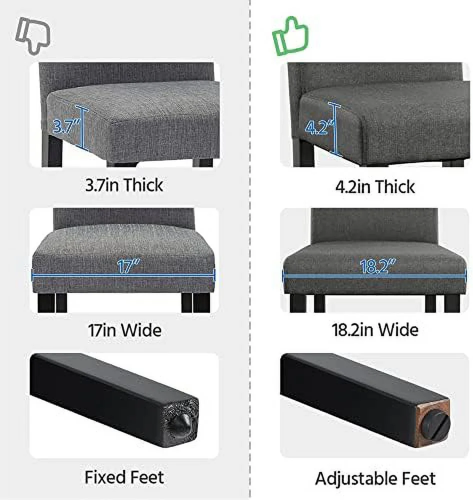 JDZHAPPYLIFE Dining Chair Fabric Parson Chair Modern Stylish Upholstered Kitchen Living Room Padded Chair Armless Side Chair with Solid Wood Legs Set of 4  Dark Grey