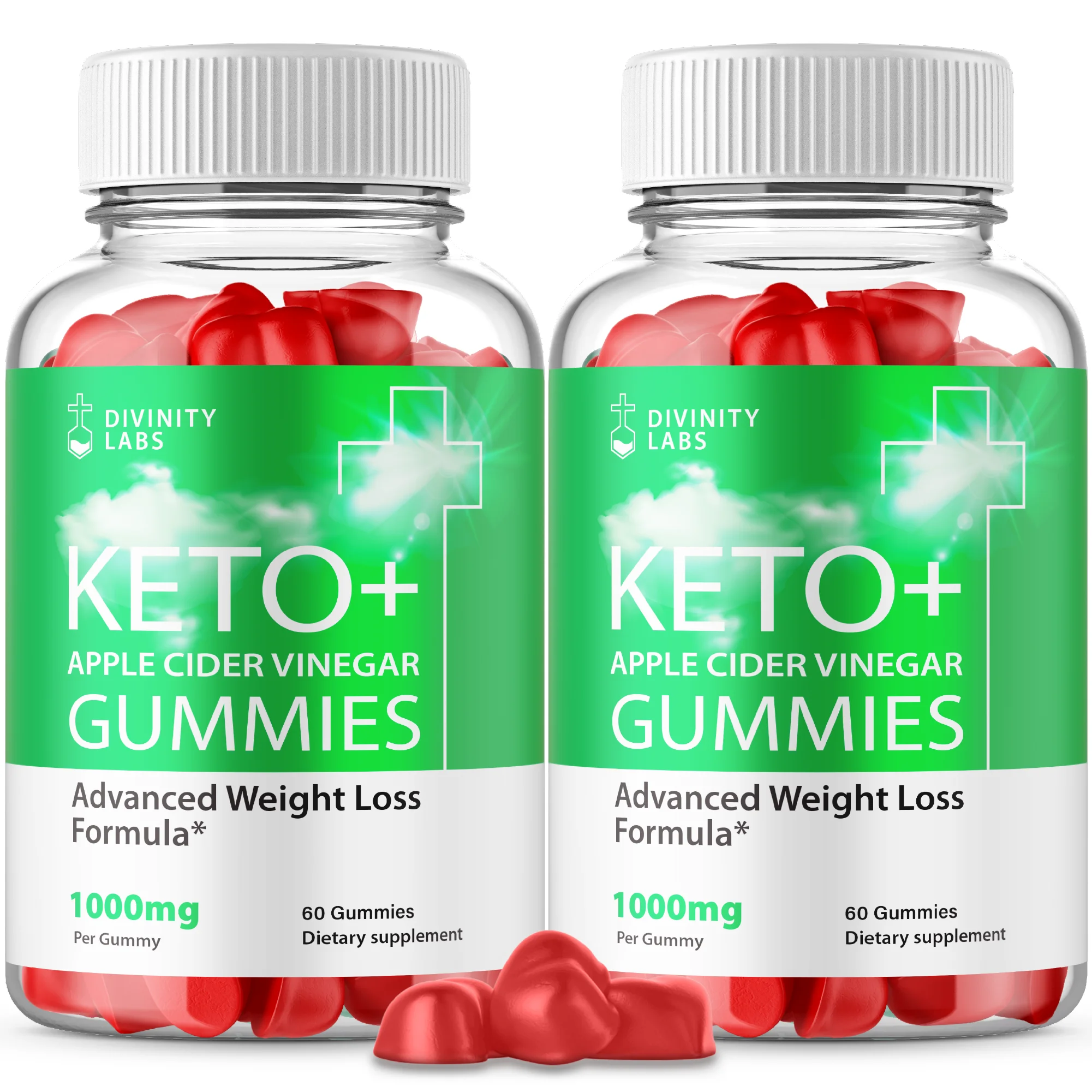 (2 Pack) Divinity Labs Keto Acv Gummies Advanced Formula Green Label New 2023 Formula (120 Gummies)
