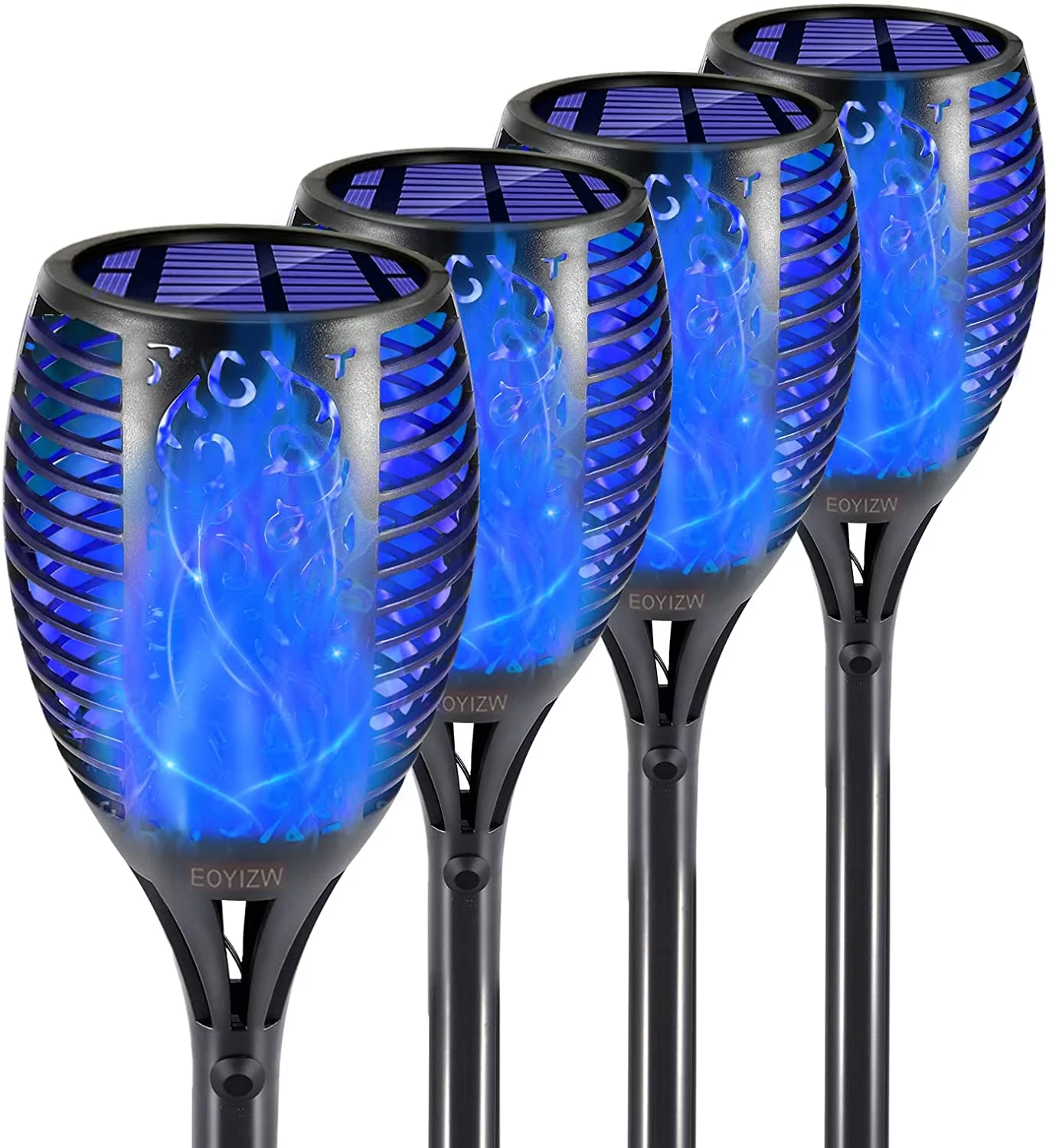 Solar Lights Outdoor 4 Pack, Premium 99 LEDs Solar Torch Light with Flickering Flame Outdoor Decor- IP65 Waterproof Solar Garden Lights for Halloween Decorations Yard Garden Porch
