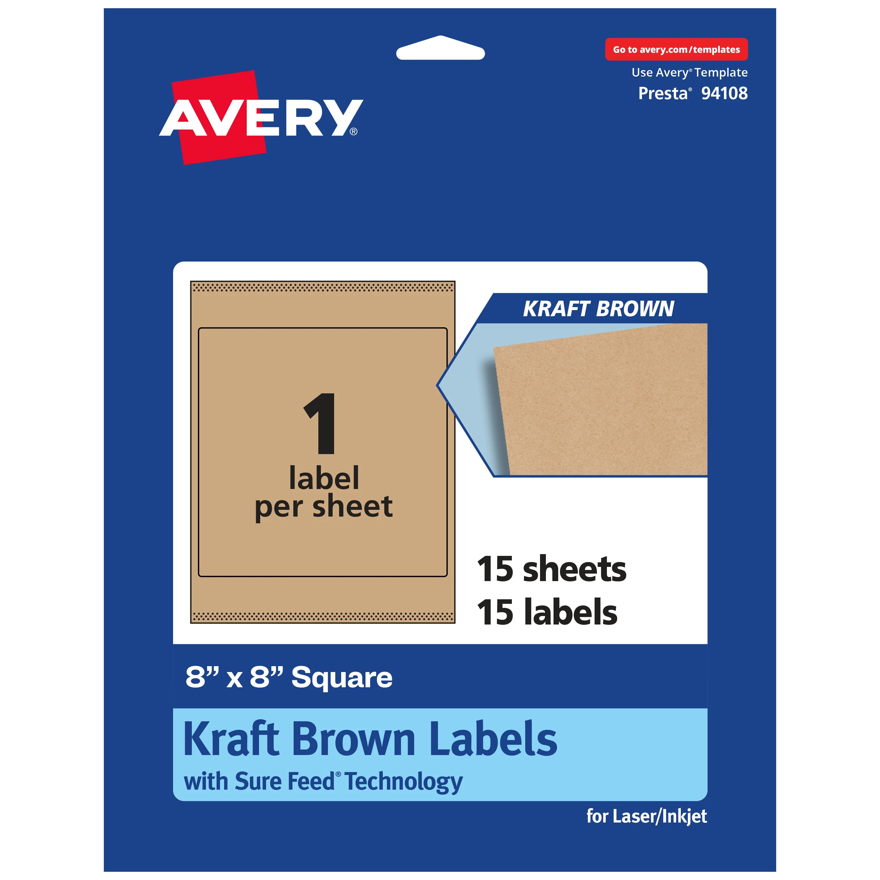 Avery Kraft Brown Square Labels, 8