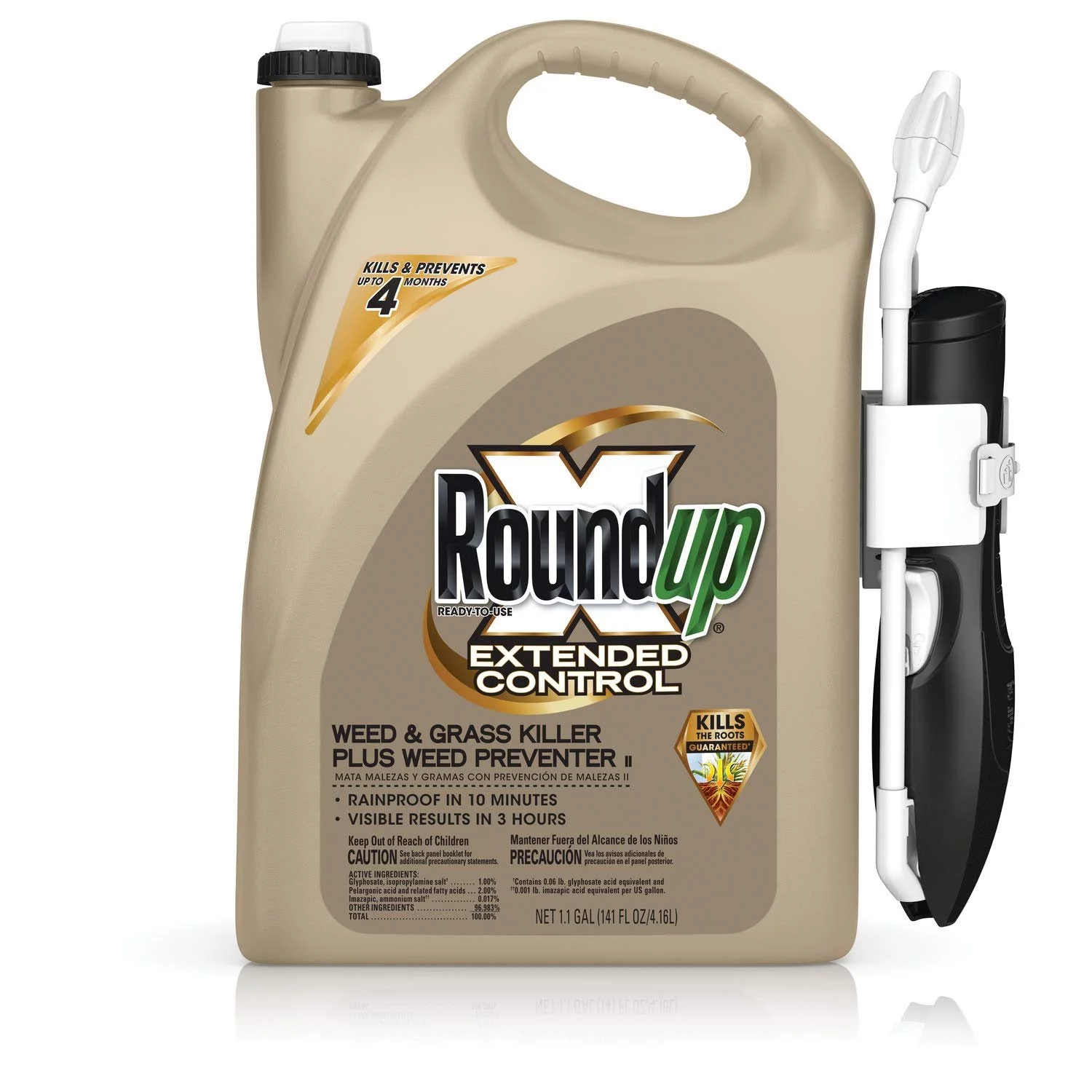 Roundup Extended Control Weed and Grass Killer Plus Weed Preventer II Ready-to-Use Comfort Wand Sprayer, 1.10-Gallon