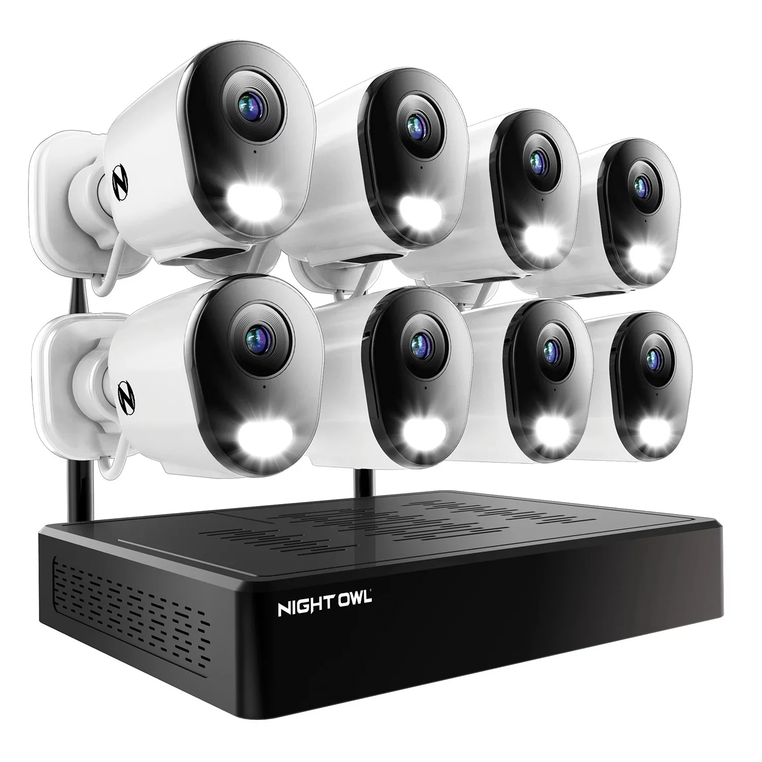 Night Owl 10 Channel 4K Wi-Fi NVR Security System with 1TB Hard Drive and 8 Wi-Fi IP 2K Deterrence Cameras with 2-Way Audio
