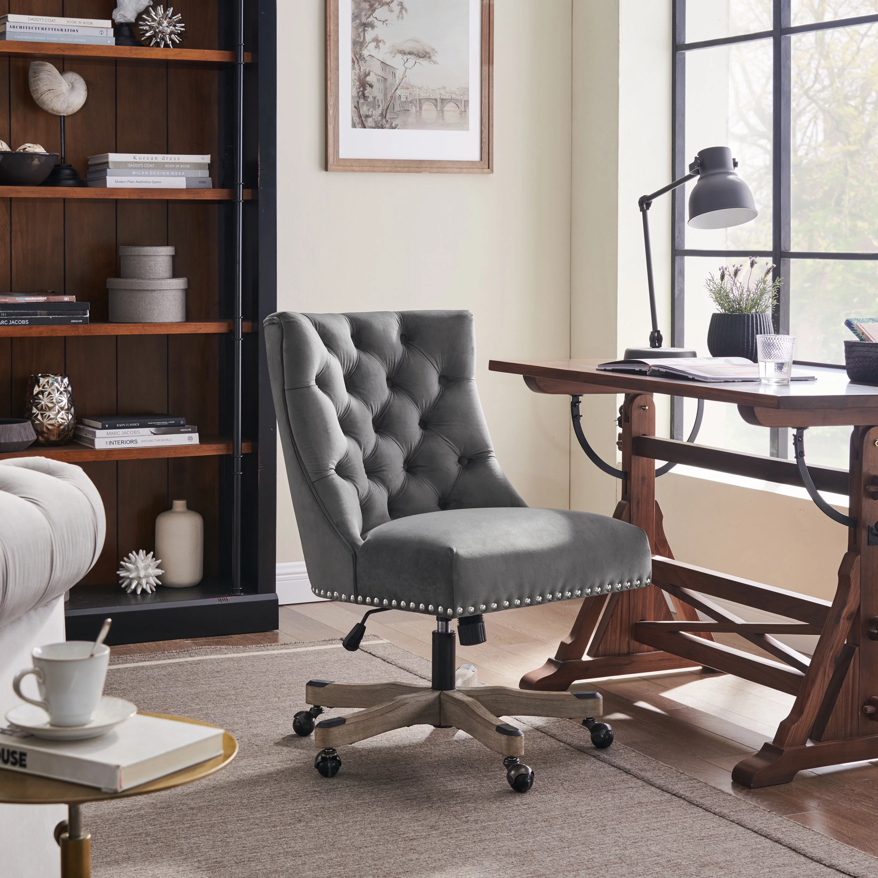 Art Leon Office Chair Fabric Swivel Adjustable Gray