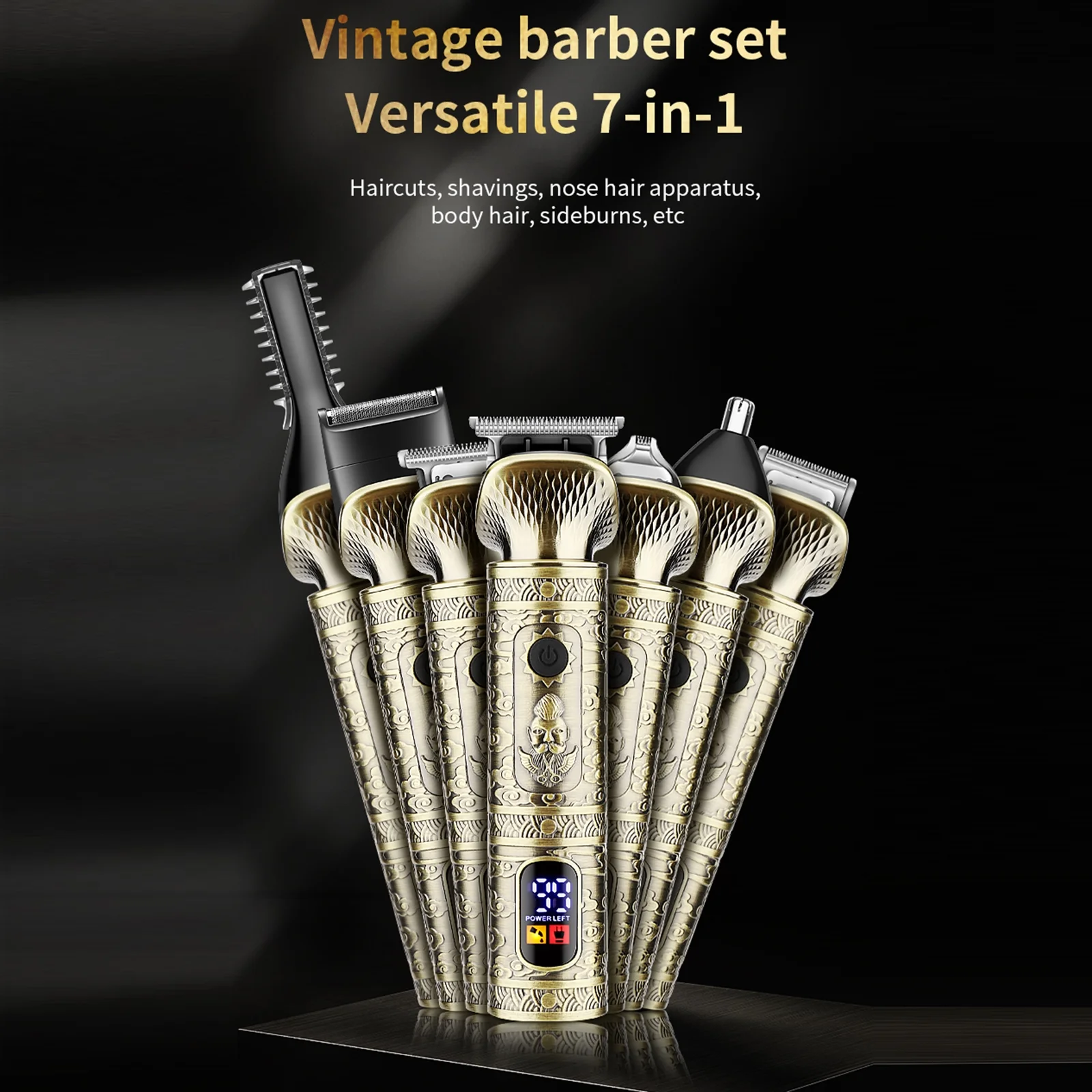 Walmeck Men's Electric Hair Clipper, 7,IN,1 Haircut and Body Trimming Kit with Engraving Cutter Guide Combs