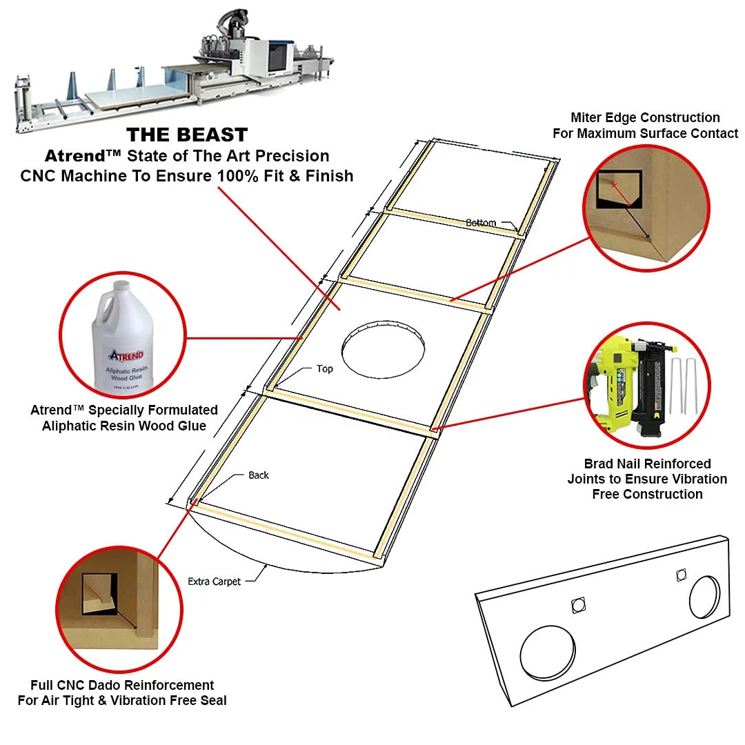 Atrend - Bbox A182-12CPA Dual 12” Sealed Subwoofer Enclosure Fits 2007-2013 Chevrolet/GMC Silverado/Sierra Crew cab, Black