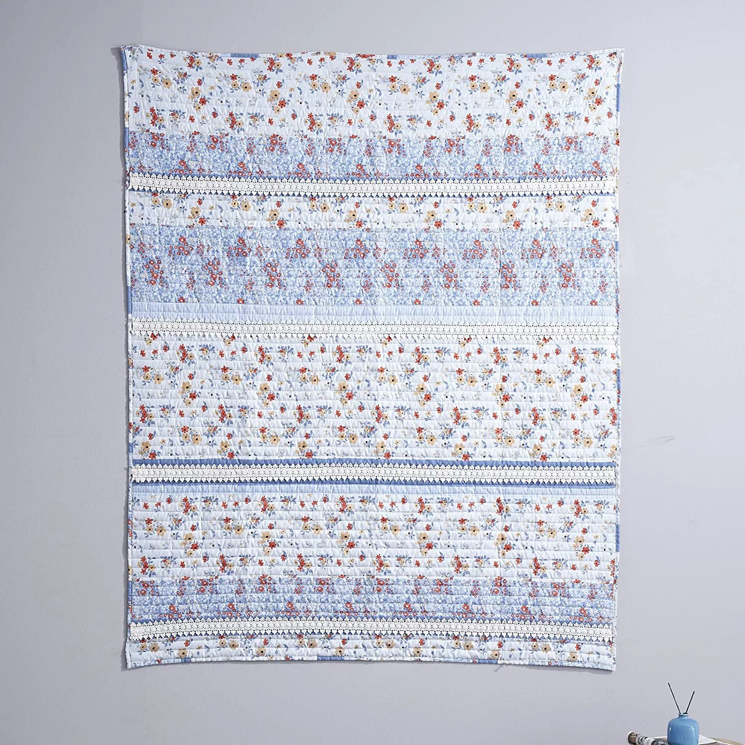 Greenland Home Fashions Betty Lace-Embellished Quilted Throw Blanket, 50 x 60 inches