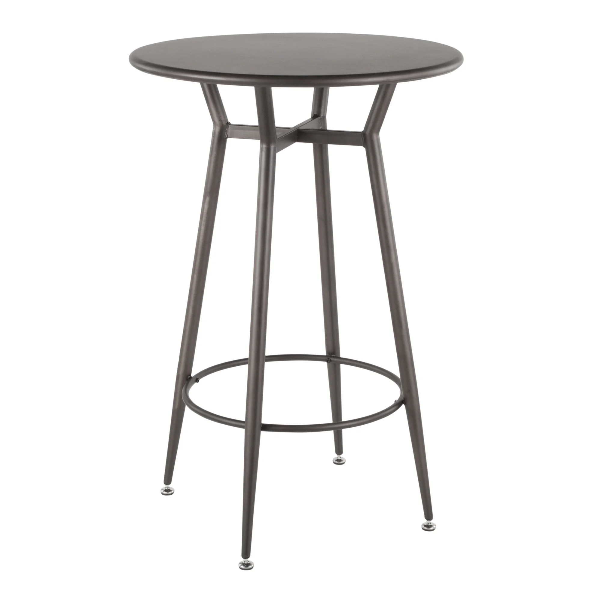 DeeHome Clara Industrial Round Bar Table in Antique Metal by LumiSource