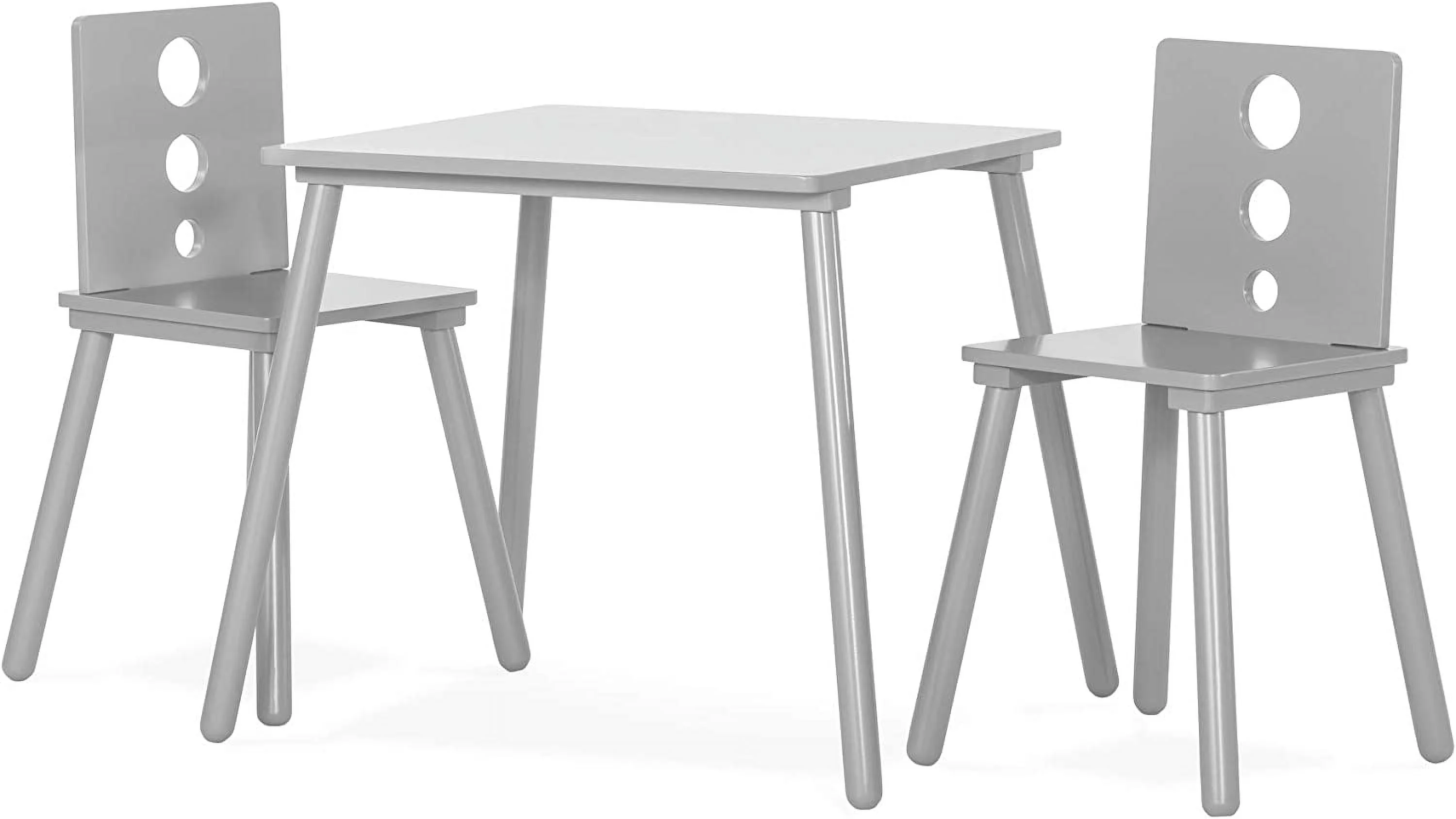 Wooden Kids Table and 2 Chair Set, 3-Piece, Includes Wooden Kids Table with 4 Legs and 2 Modern Chairs, Non-Toxic, Baby Safe Finish (Cool Gray)