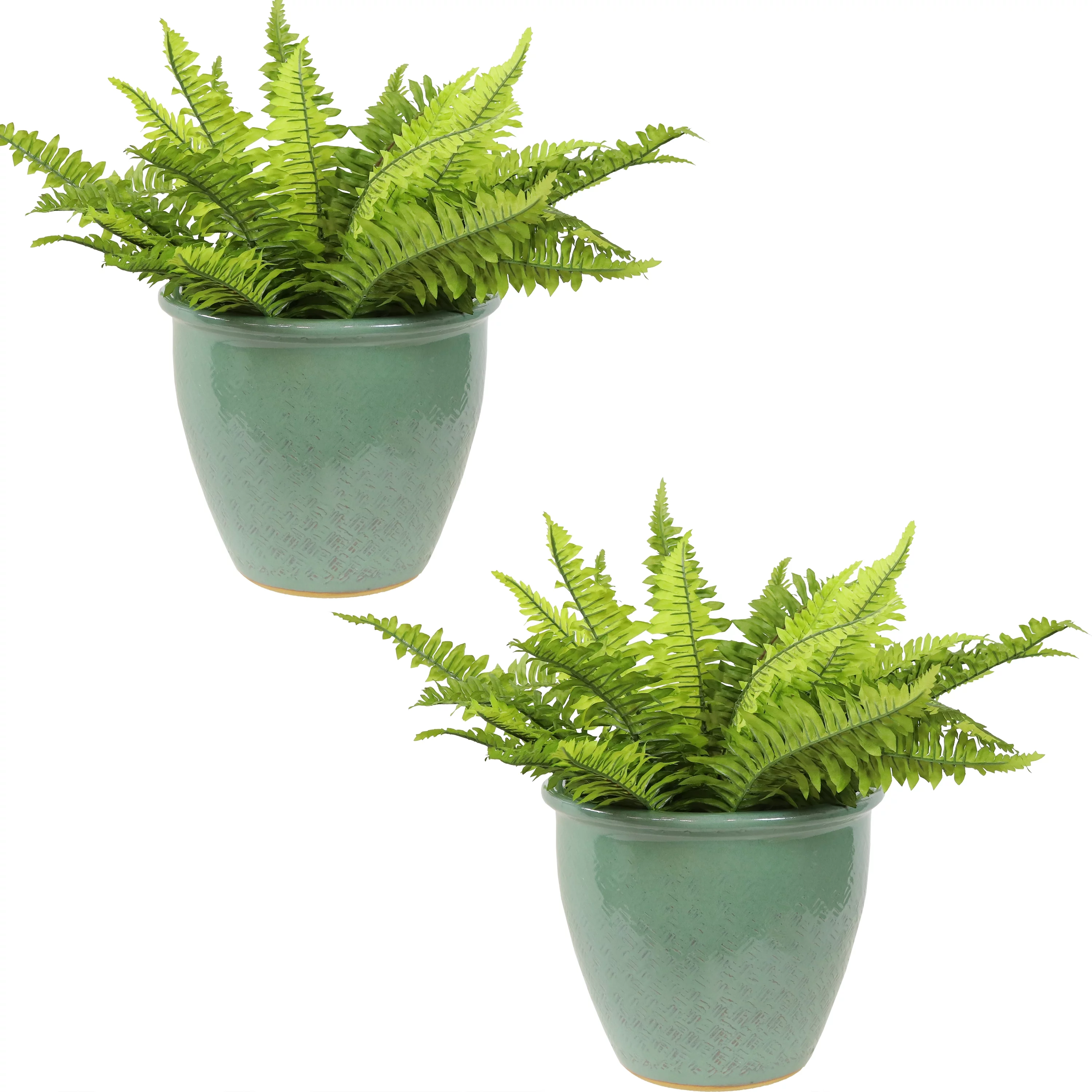Sunnydaze Set of 2 Indoor/Outdoor Ocean Villa Ceramic Planters - 11.75