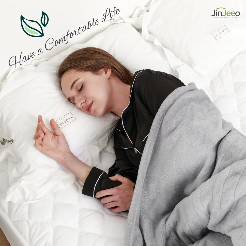 JUSTLET Gray Electric Heated Blanket Throw 6 Temperature Settings Safe Auto-off, 50