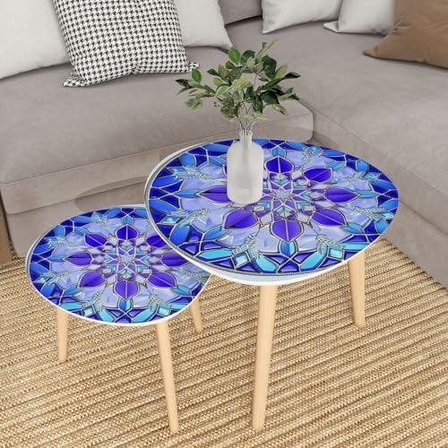 TJXFVNB Small Coffee Nesting   Glass Shards Yellow Light Triangle End  Center   Modern   Room Bedroom Balcony