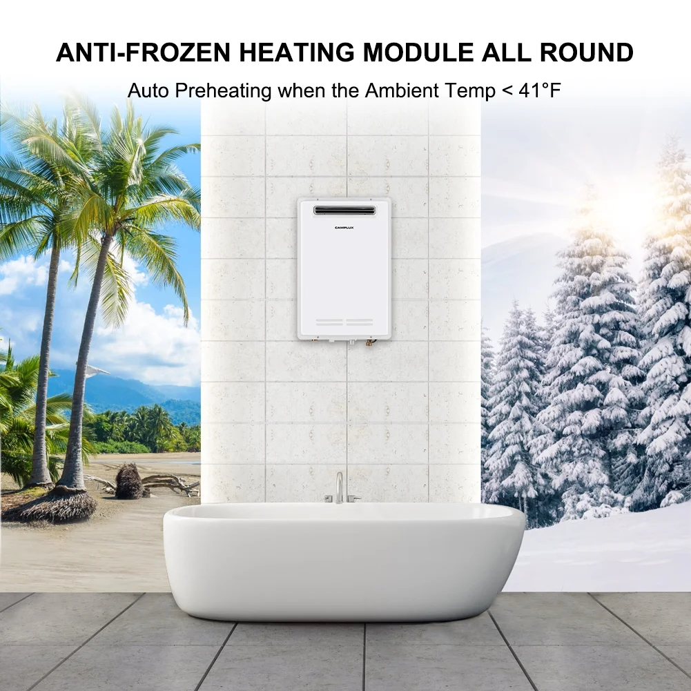 Camplux Natural Gas Tankless Water Heater,6.86 GPM Natural Gas Water Heater with Advanced High Capacity Flow Control, Whole House Use