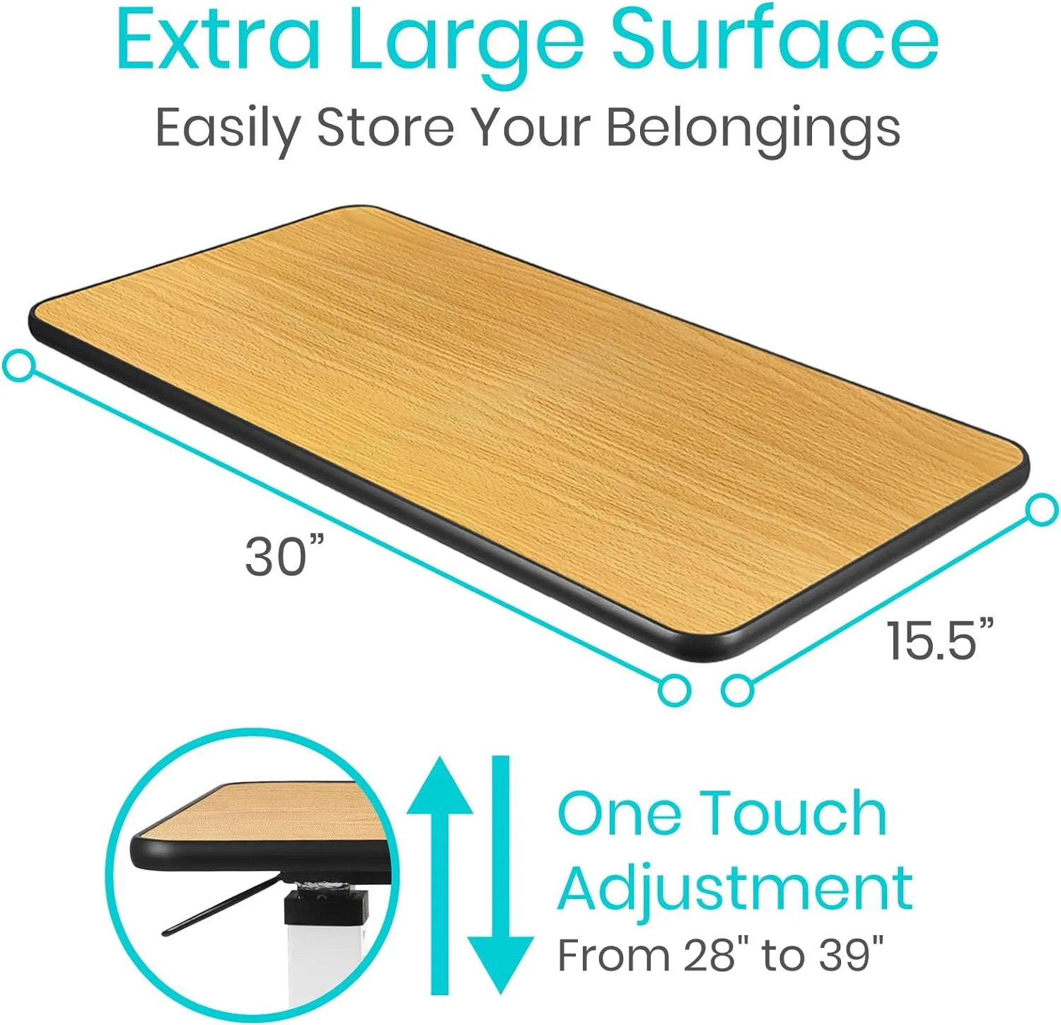 Vive Overbed Table (XL) - Hospital Bed Table - Swivel Wheel Rolling Tray - Adjustable Over Bedside Home Desk - Laptop, Reading, Eating Breakfast Cart Stand - Bedridden, Elderly (Brown)