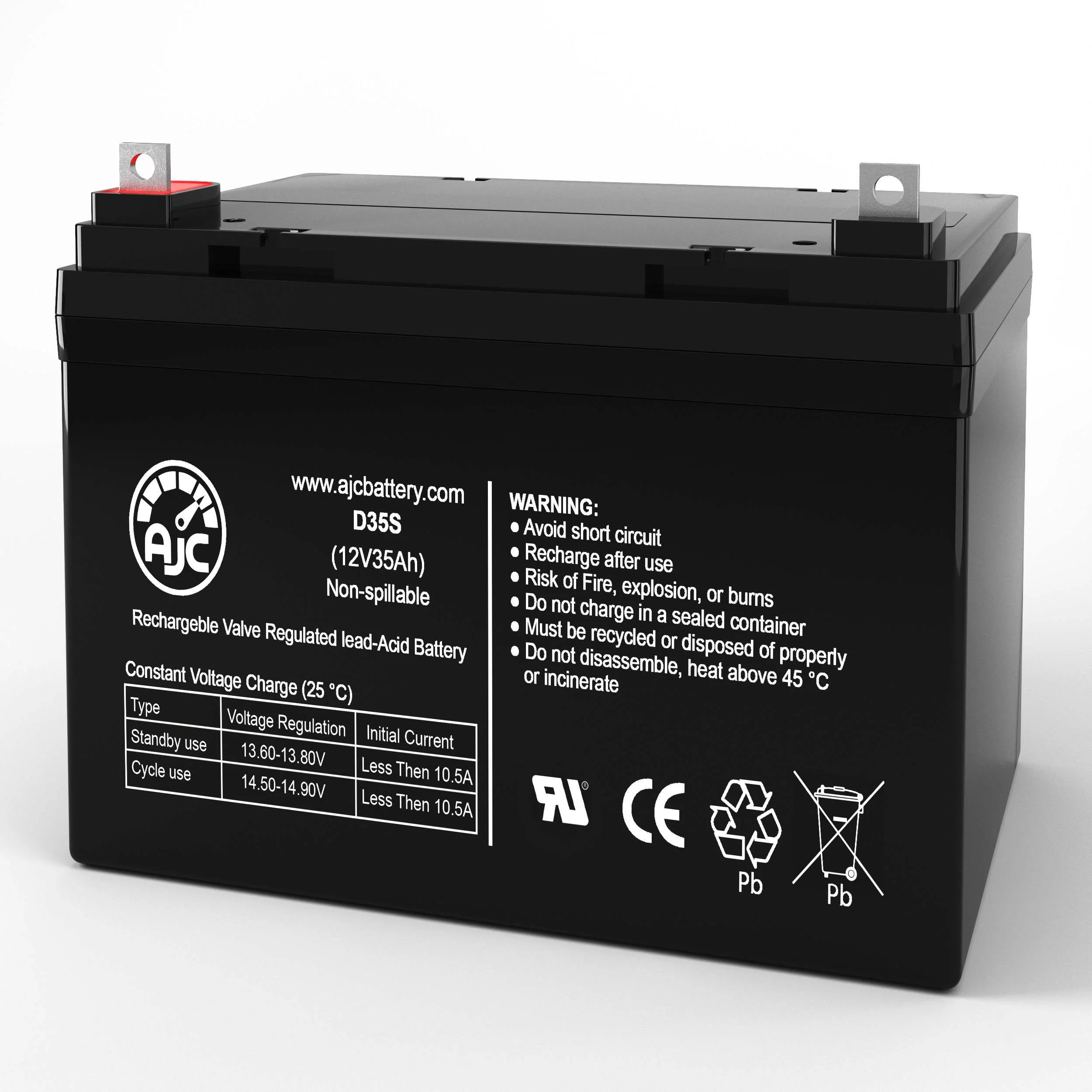Kung Long U1-36RNE 12V 35Ah Sealed Lead Acid Battery - This Is an AJC Brand Replacement