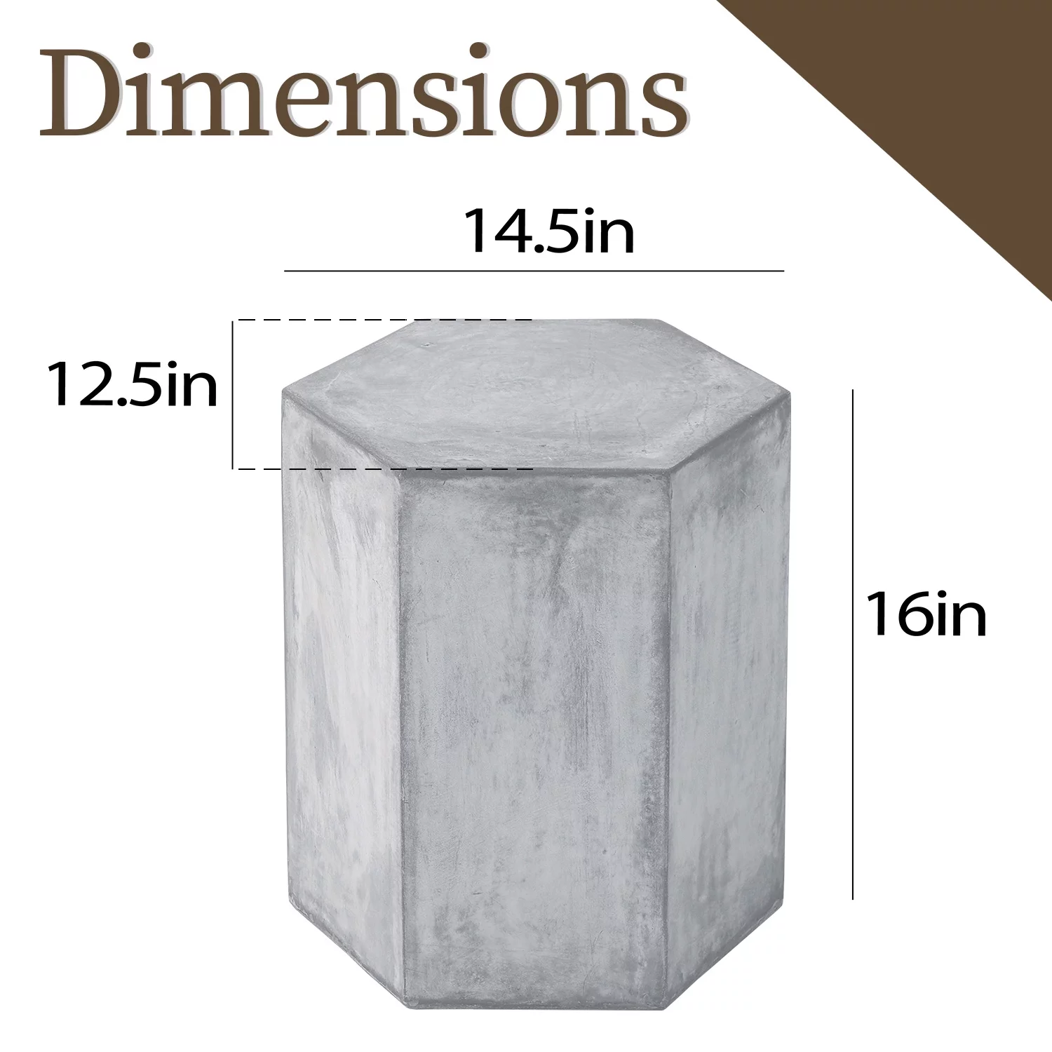 COSIEST Concrete Accent End Table, Hexagonal Shape Side Table, 14.5x12.5x16